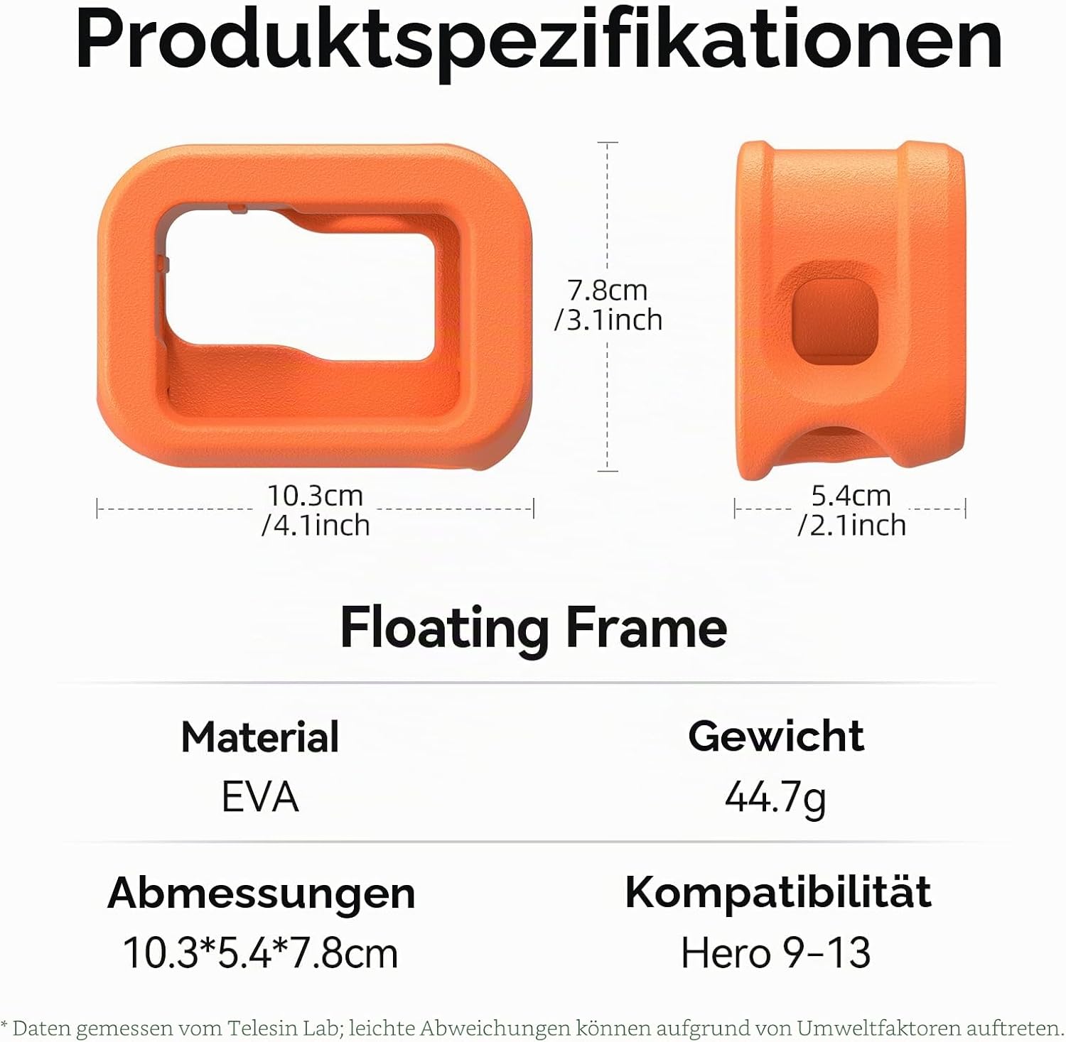 Thumbnail 6 de TELESIN Floaty Case für GoPro Hero 13/12/11/10/9 – orange Schwimmhülle