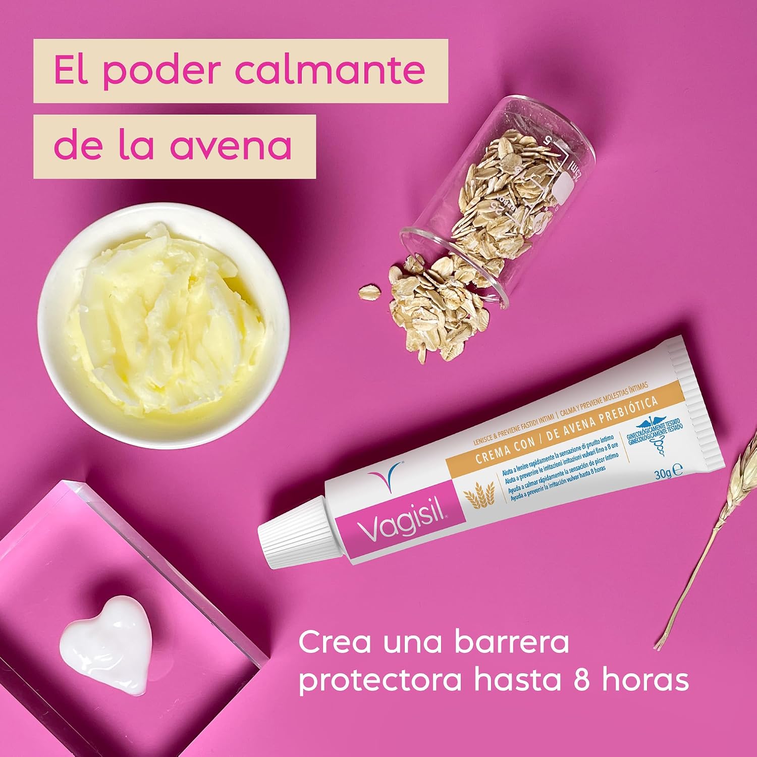 Detalle de VAGISIL Crema Calmante de Avena para Zona Íntima Mujer (30 g), picor e irritación