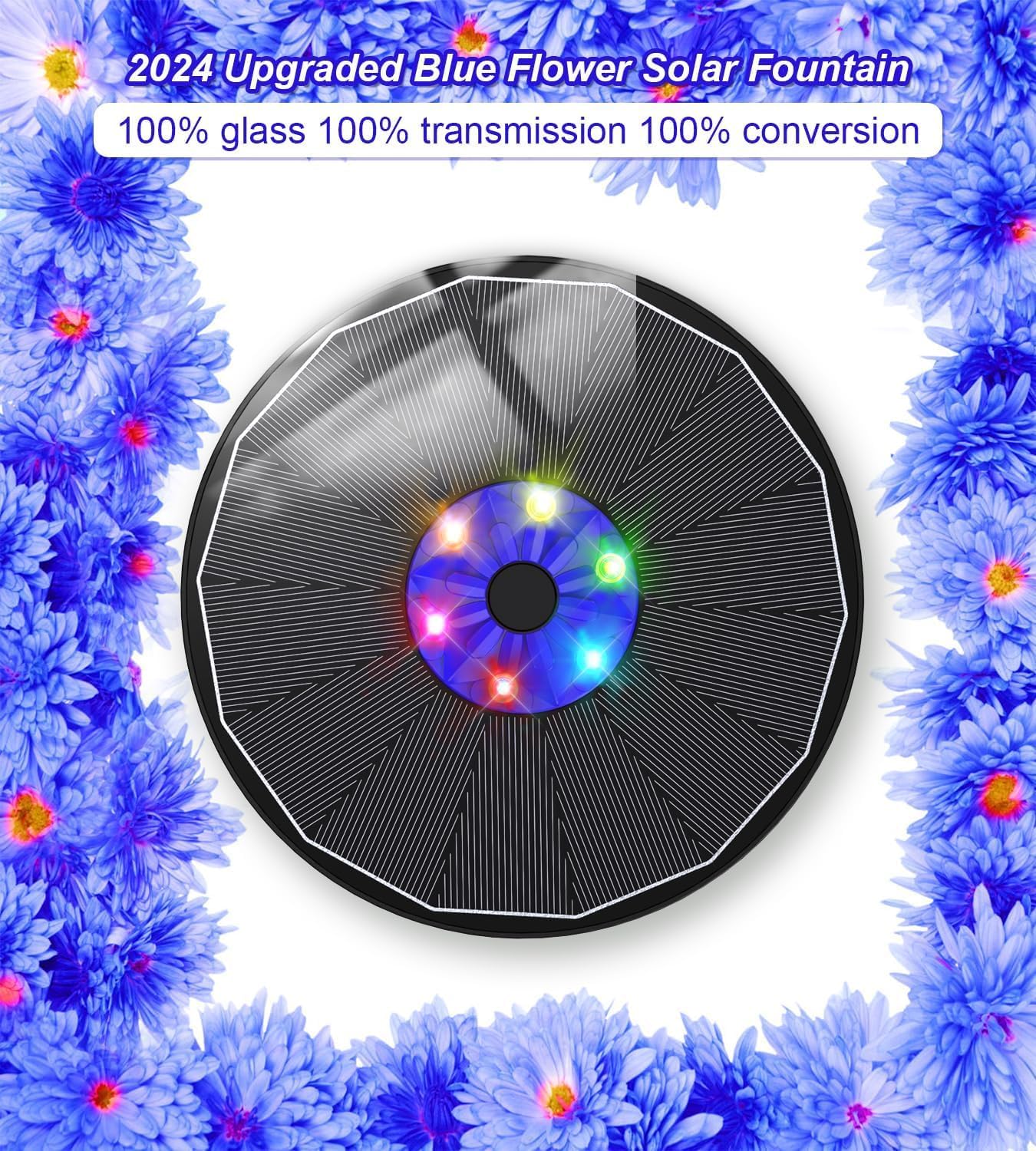 Thumbnail 1 de SZMP Solar Springbrunnen – LED-Upgrade Solar-Teichpumpe mit 8 Sprühmuster und 4 Fix-Rohren