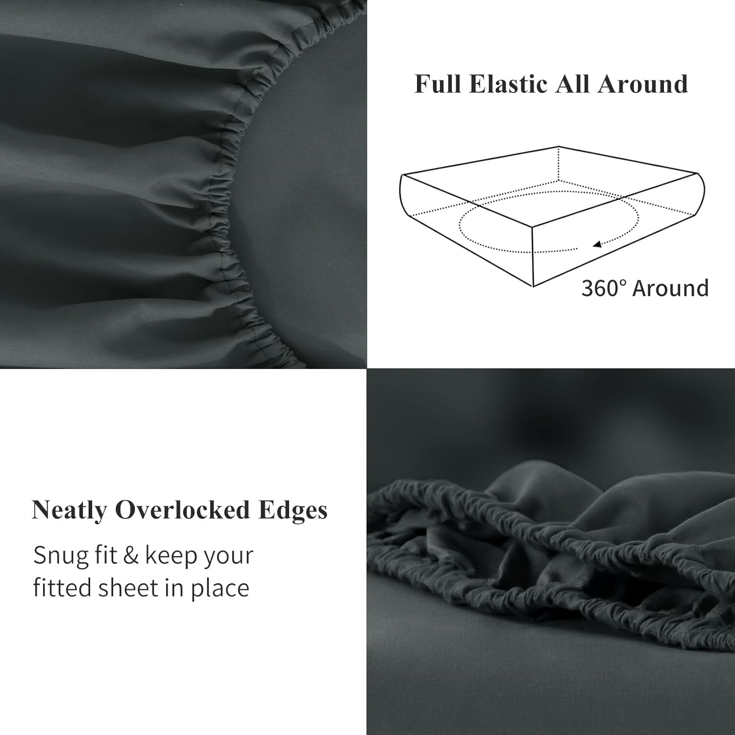 Thumbnail 4 de Tifschlaf Super King Fitted Sheet Deep Fit – Dark Grey, 16-Inch Deep Pocket, 183x200cm