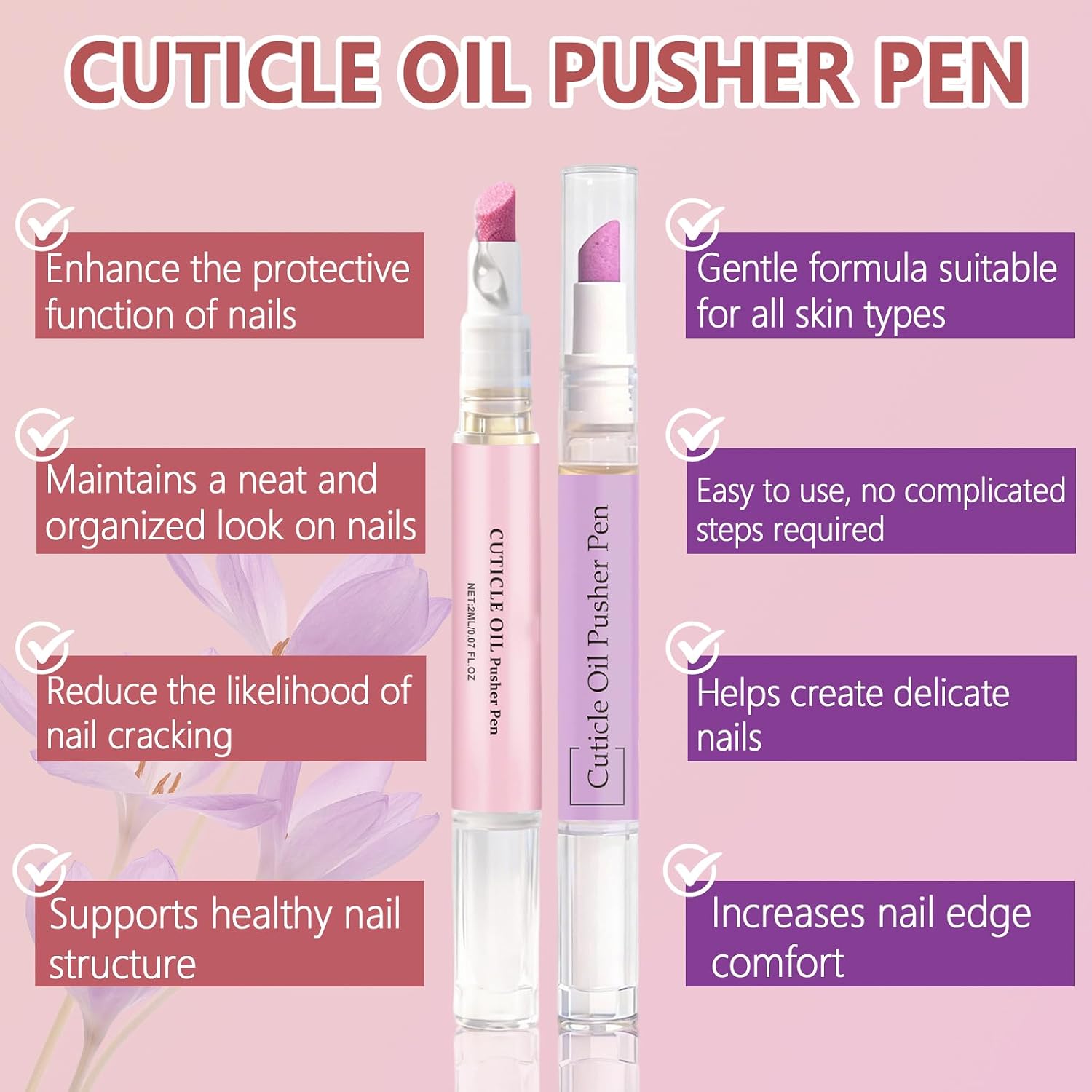 Detalle de 2PCS Penna Spingi Cuticole 2 in 1 – Penna 3 in 1 con olio per cuticole