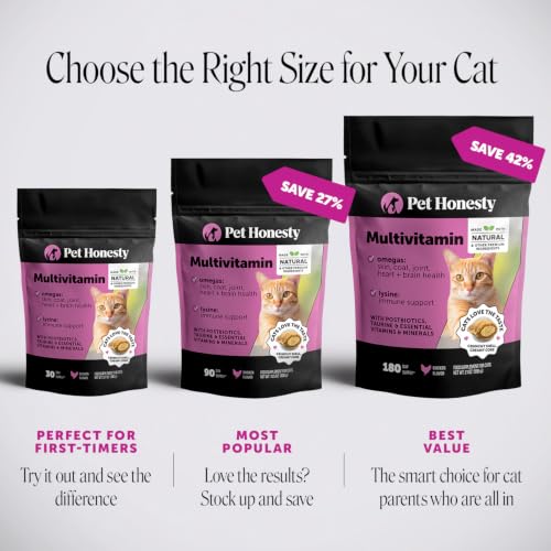 Detalle 2 de Pet Honesty Cat Multivitamin Crunchy Creamy Chews — Daily Cat Vitamins with Lysine, Prebiotics, Omega 3, 30-Day Supply