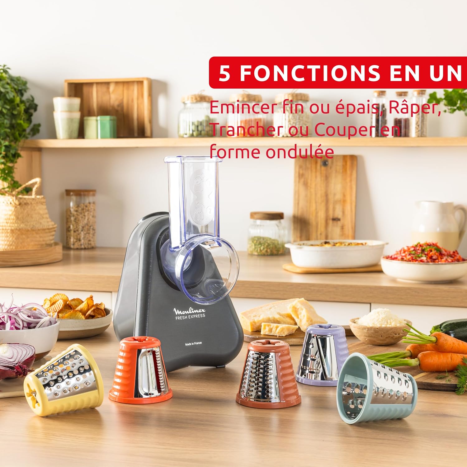 Thumbnail 3 de Moulinex Fresh Express Découpe-légumes électrique 5 fonctions – Gris