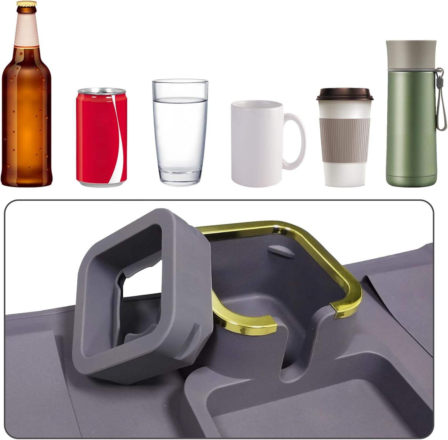 Detalle de IULONEE Large Capacity Sofa Armrest Tray with Anti-Slip Cup Holder