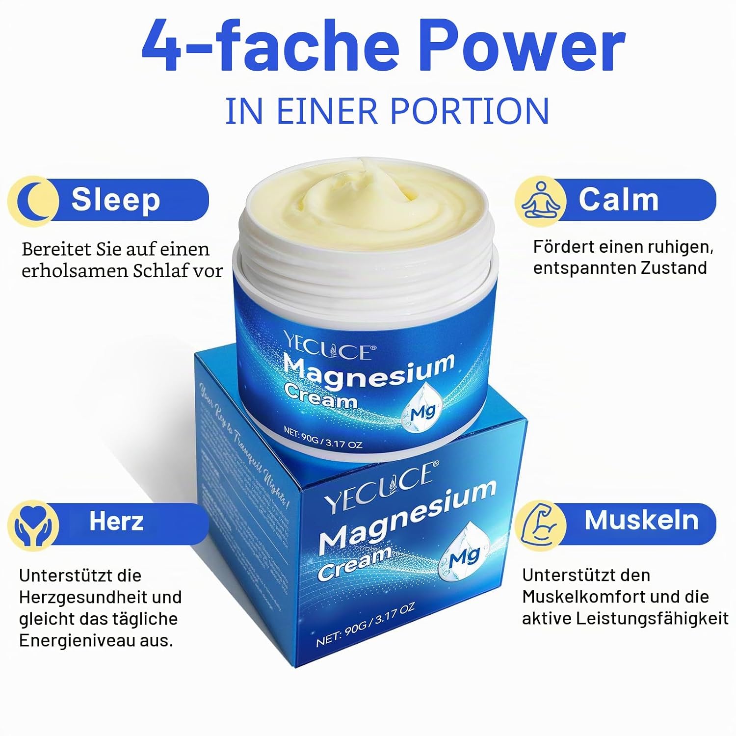Thumbnail 4 de Magnesiumcreme für den Schlaf – beruhigende Topikalcreme mit Magnesiumchlorid, Lavendel und Feuchtigkeit, 90 g