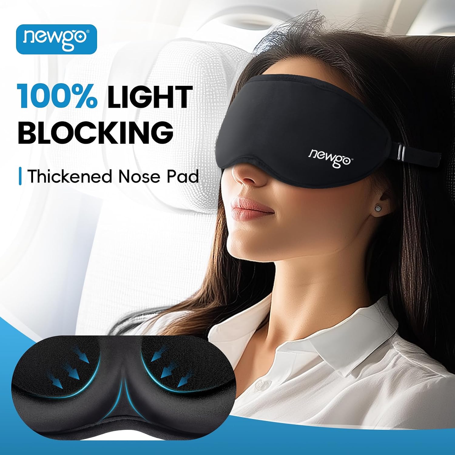 Detalle 2 de NEWGO 3D Cooling Eye Mask, Adjustable Black Gel Sleep Mask