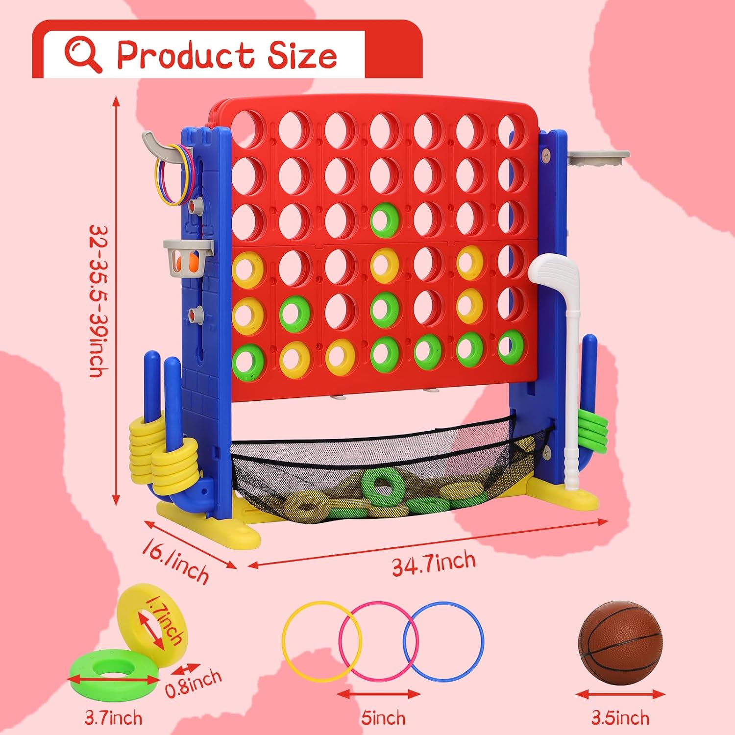 Detalle 2 de HAPPYMATY Giant 4 in A Row Game set