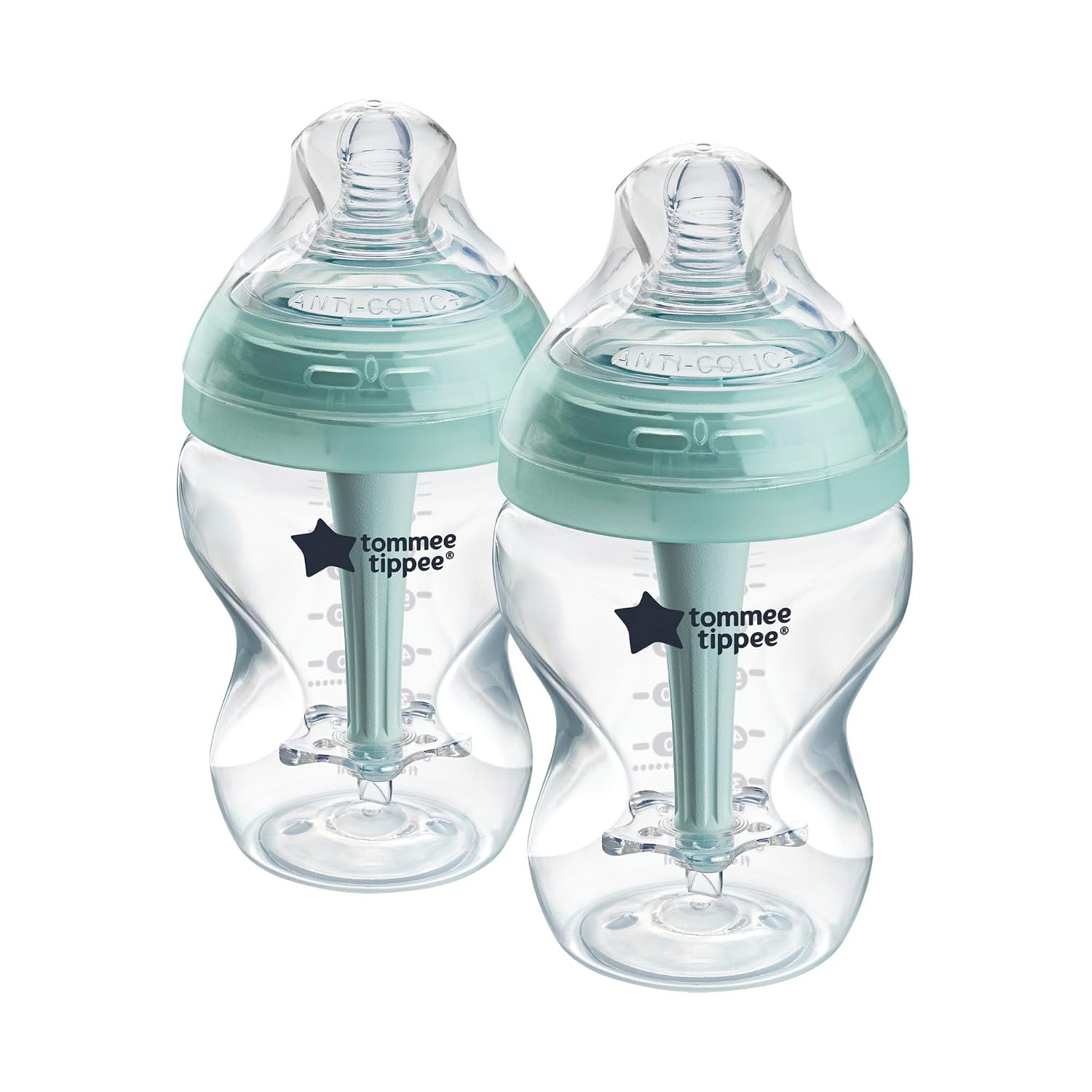 Detalle de Tommee Tippee Advanced Anti-Kolik Babyflaschen, 260 ml, brustähnlicher Sauger (langsam), selbststeril – 2er-Pack