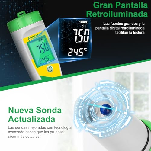 Thumbnail 4 de UIUZMAR Medidor 5 en 1 de pH y salinidad para piscina, hidroponía y más