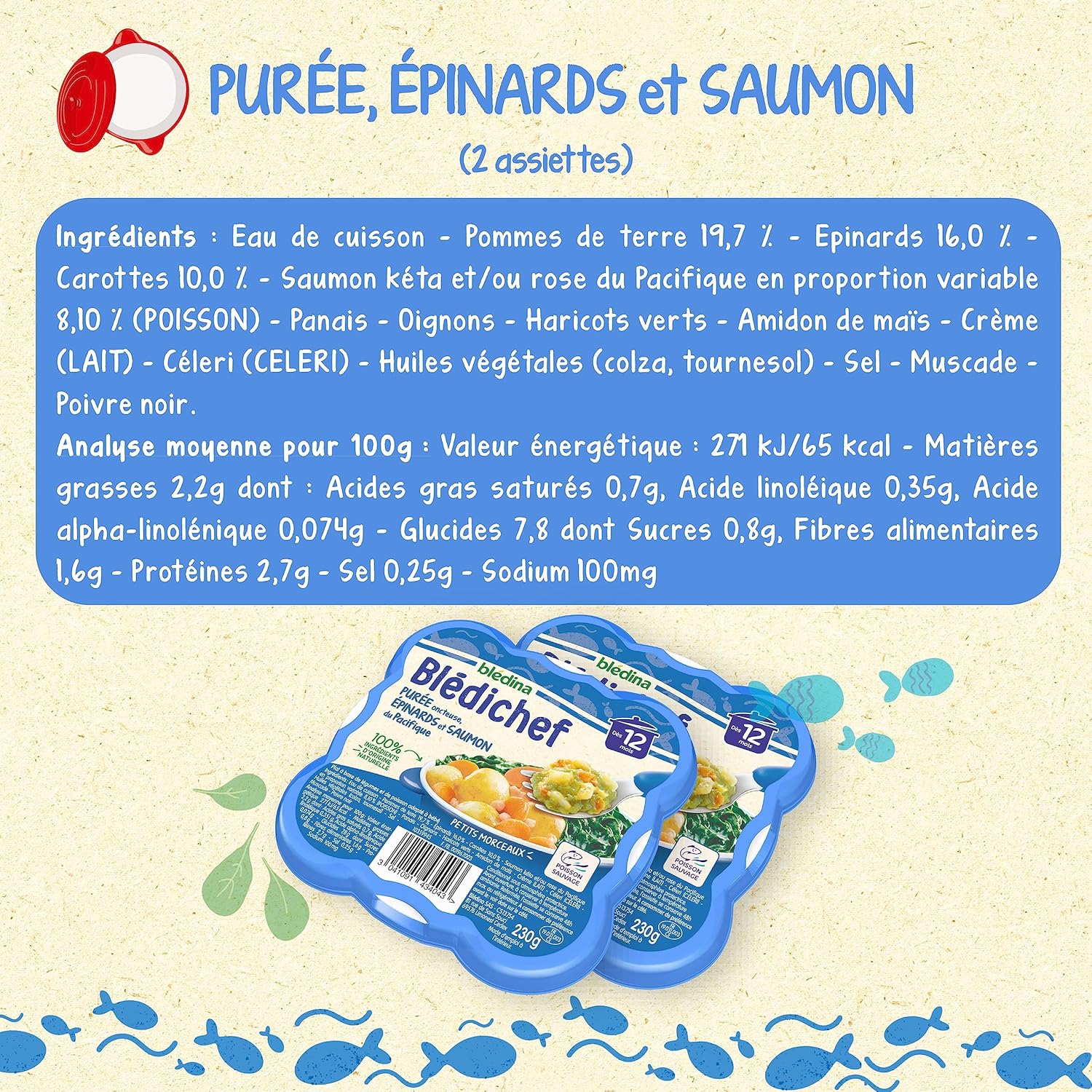 Detalle de Blédichef Midi et Soir — 8 petits plats pour bébé dès 12 mois (4 recettes), pack de 8