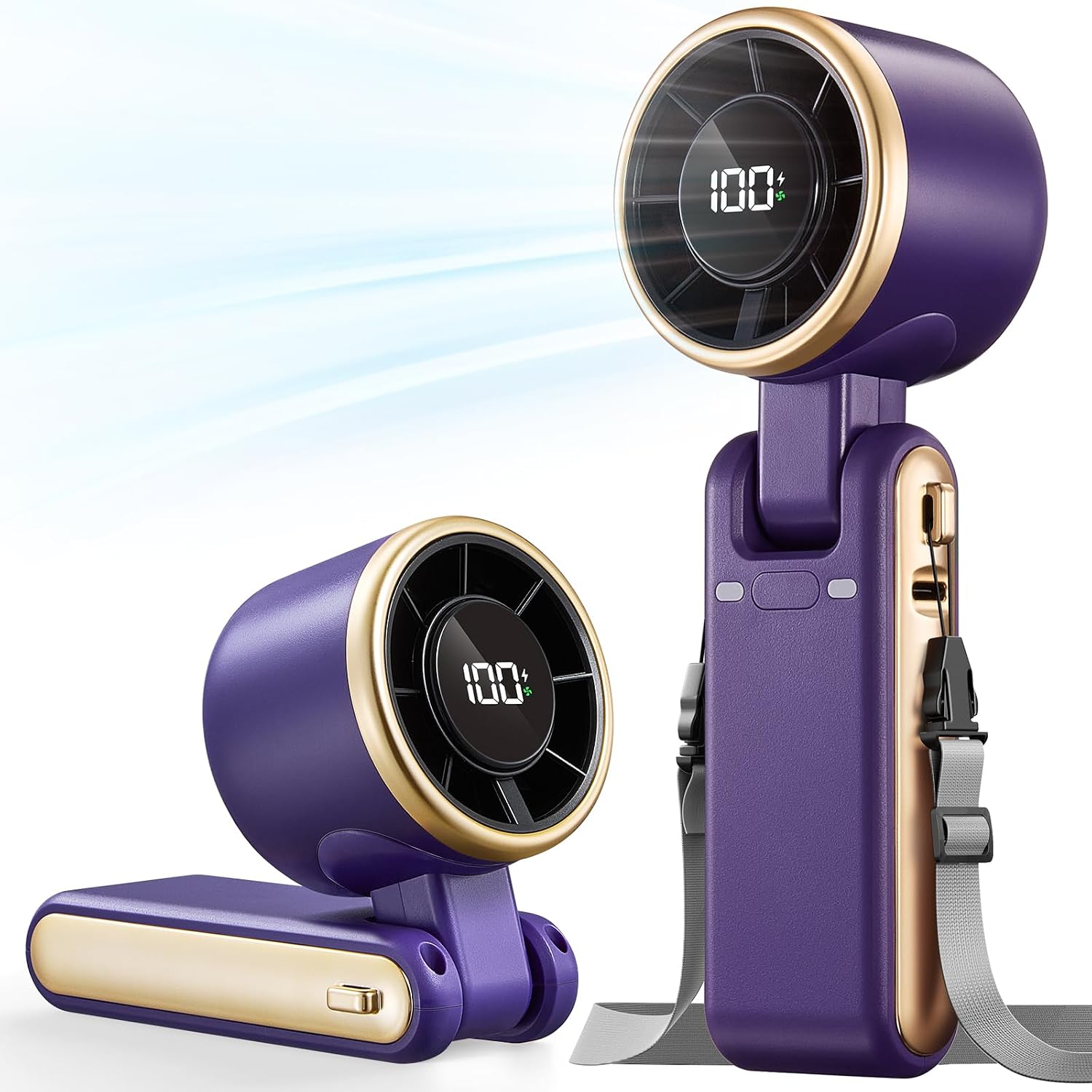 Detalle de Bearwind S40 Portable Handheld Fan, 5 Speeds, 4000mAh, Foldable Design