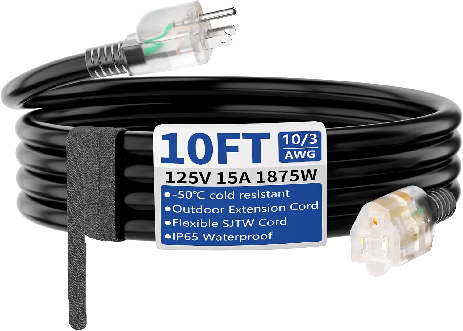 Detalle de cismorvex 10 ft 10/3 Outdoor/Indoor Extension Cord with Lighted End