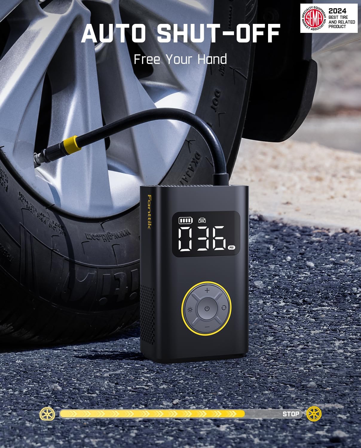Detalle de Fanttik X9 Pro Portable Tire Inflator (150 PSI) with Digital Gauge for Car, Bike and More
