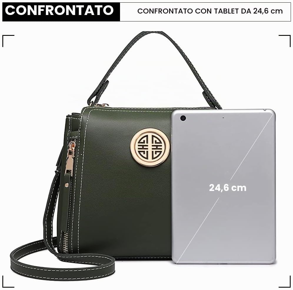 Thumbnail 4 de Miss Lulu Borsa da donna con impugnatura superiore – Borsa a tracolla in finta pelle, 23 x 11 x 22 cm