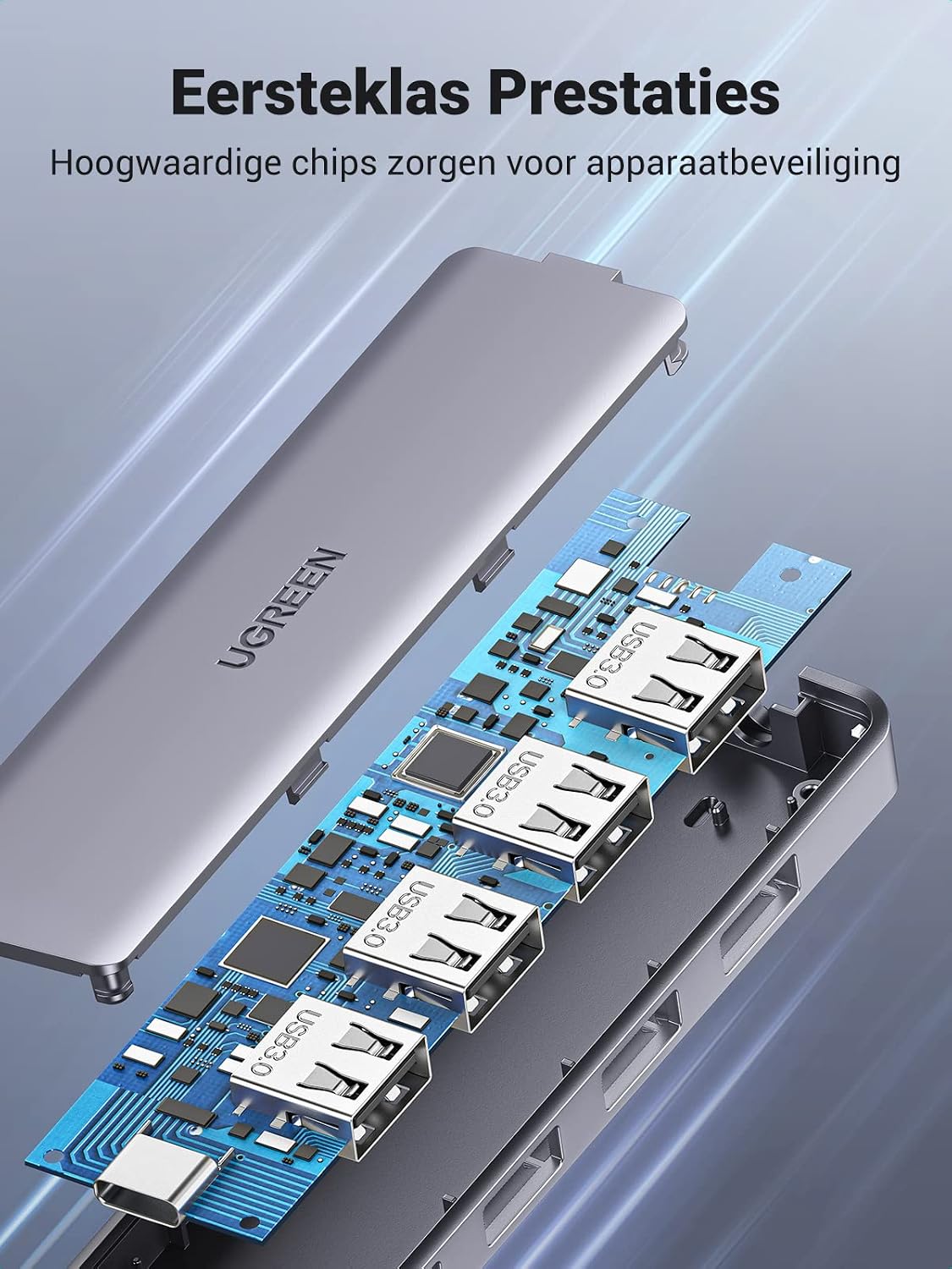 Thumbnail 6 de UGREEN 4-in-1 USB-C-hub met 4 USB 3.0-poorten en kabel van 15 cm