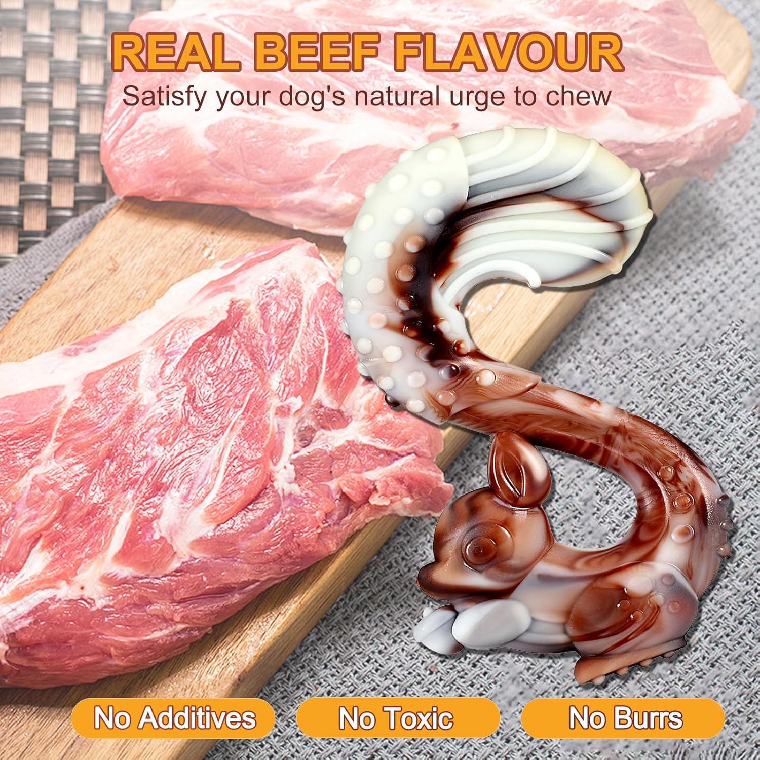 Thumbnail 3 de Herspany Indestructible Dog Chew Toy (Tough Beef-Flavoured Nylon) – Squirrel shape for aggressive chewers