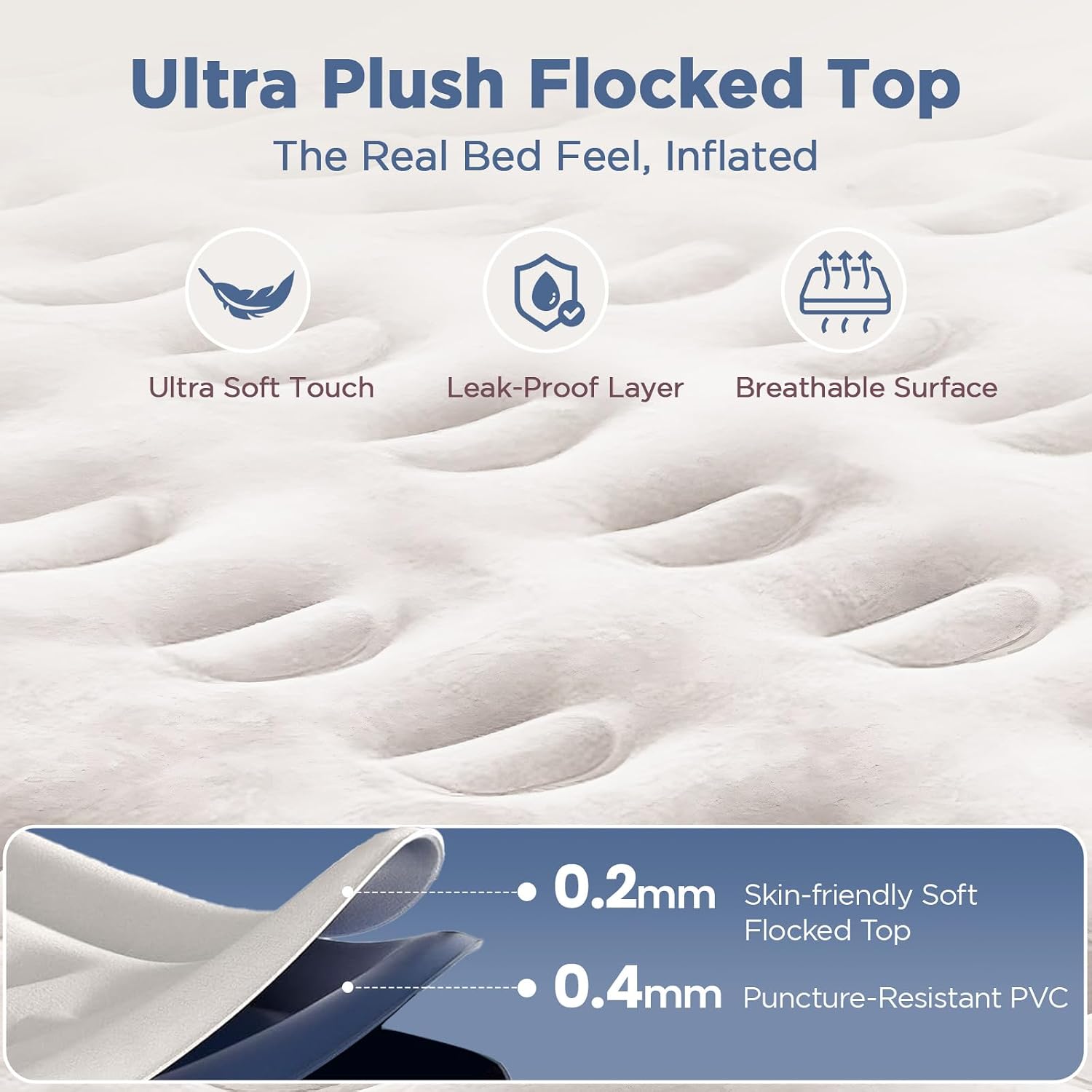 Detalle de CHERIMOR A-Q-18-GRWH-C2 Queen Air Mattress, 18-Inch Raised, Built-In Pump