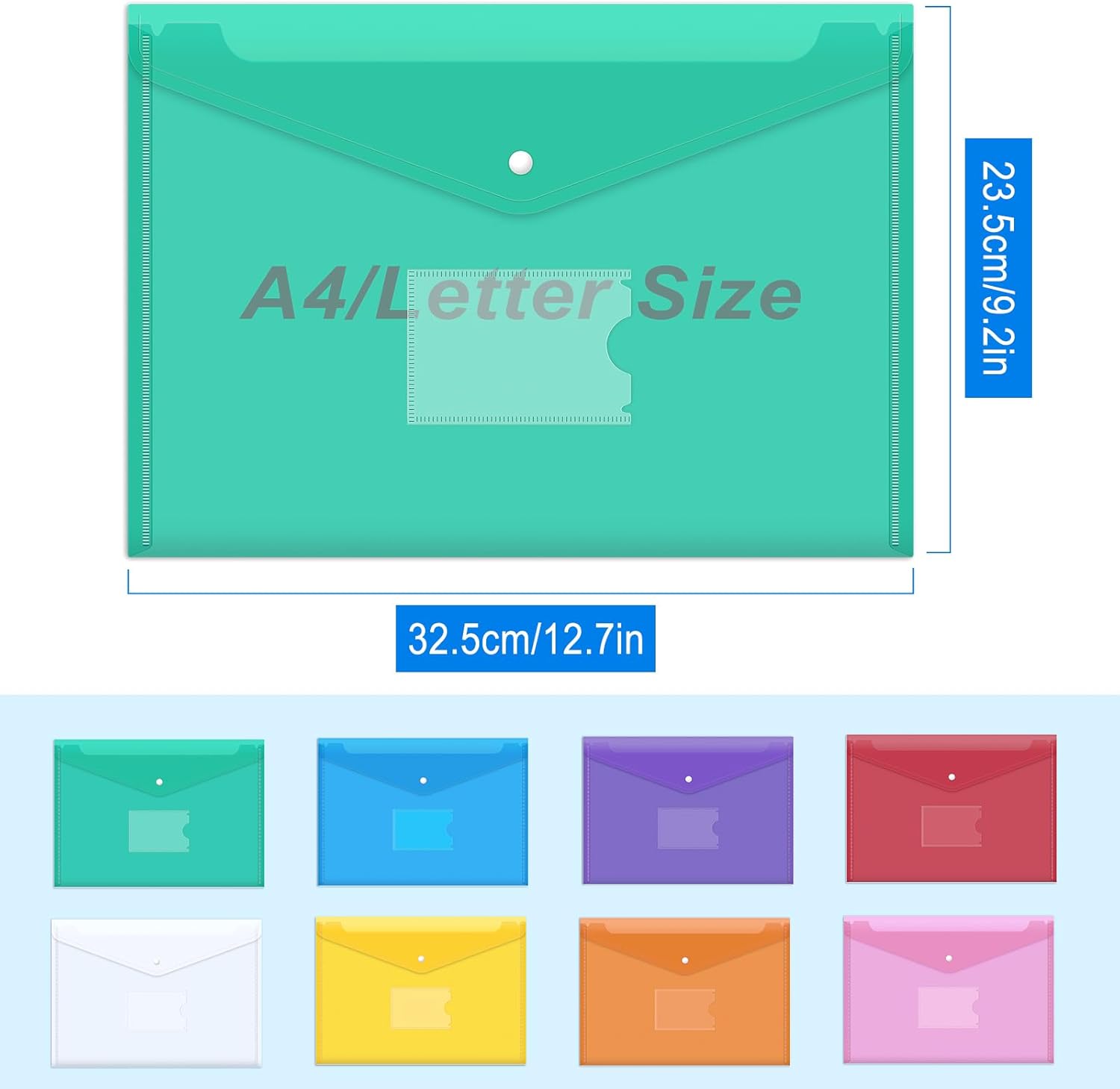 Thumbnail 2 de Mutsitaz A4 Plastic Wallets (32 Pack) – Waterproof Document Folders in 8 Bright Colours