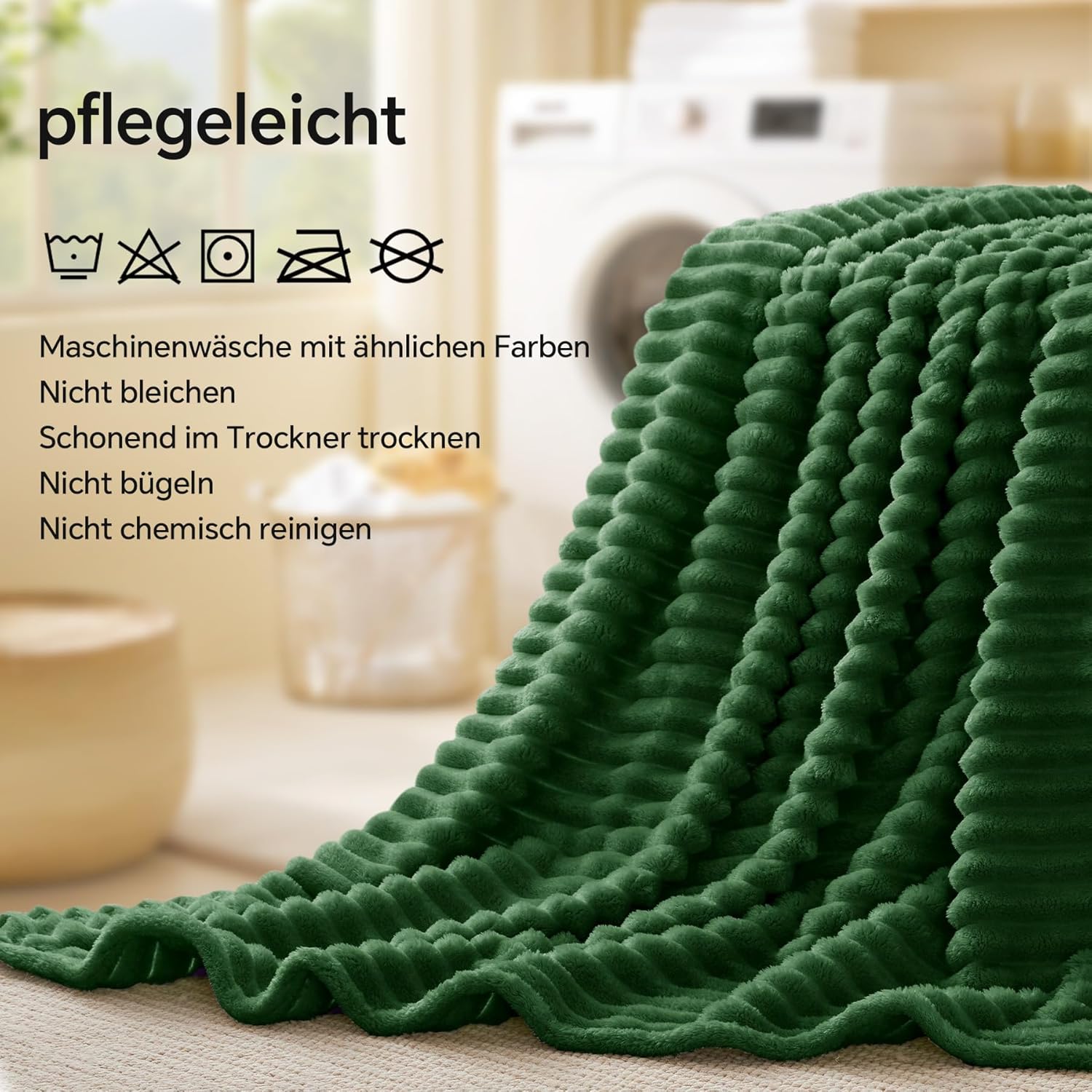 Thumbnail 4 de BEDELITE Kuscheldecke Flauschig Decke 150x200 cm – Grün, Streifen, Flanell