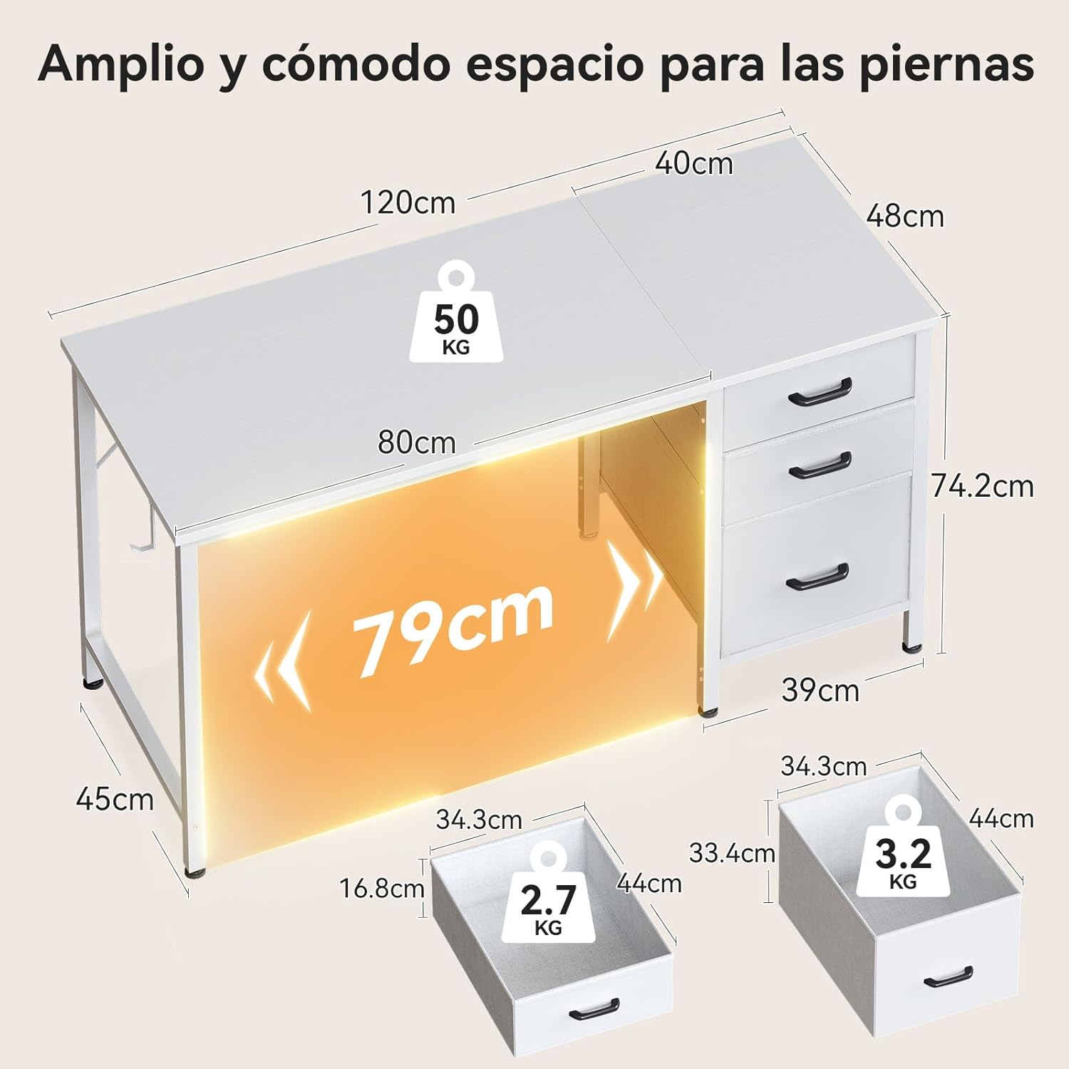 Thumbnail 2 de Coleshome Escritorio 120x48 cm para oficina y estudio