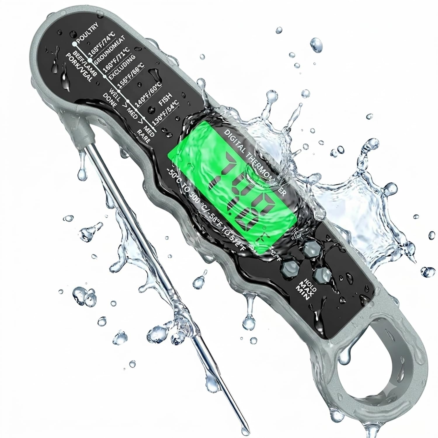 Detalle de ZIKUREL Digital Instant-Read Meat Thermometer, Waterproof with Backlit Display