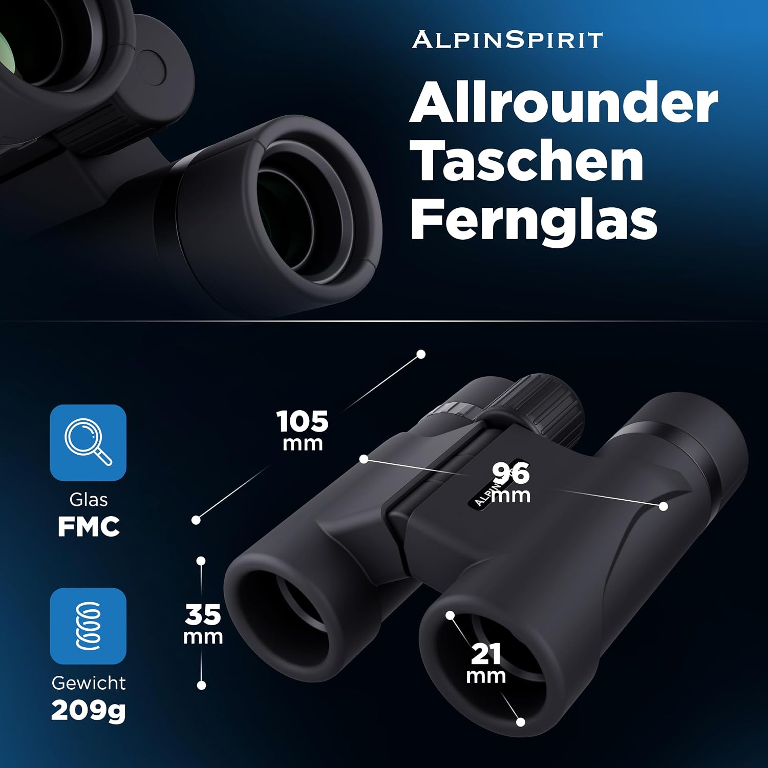 Detalle de AlpinSpirit Taschenfernglas 8x21 Fernglas