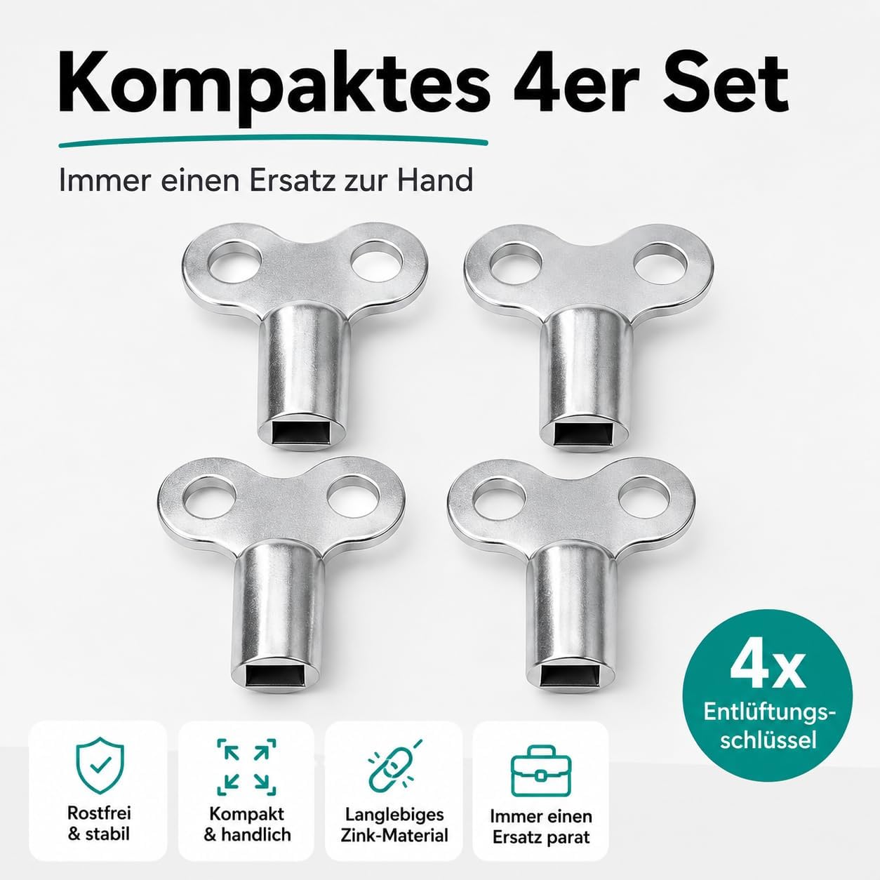 Thumbnail 6 de repairr avluftningsnycklar för radiatorer, 4-pack med fyrkantig standarddesign
