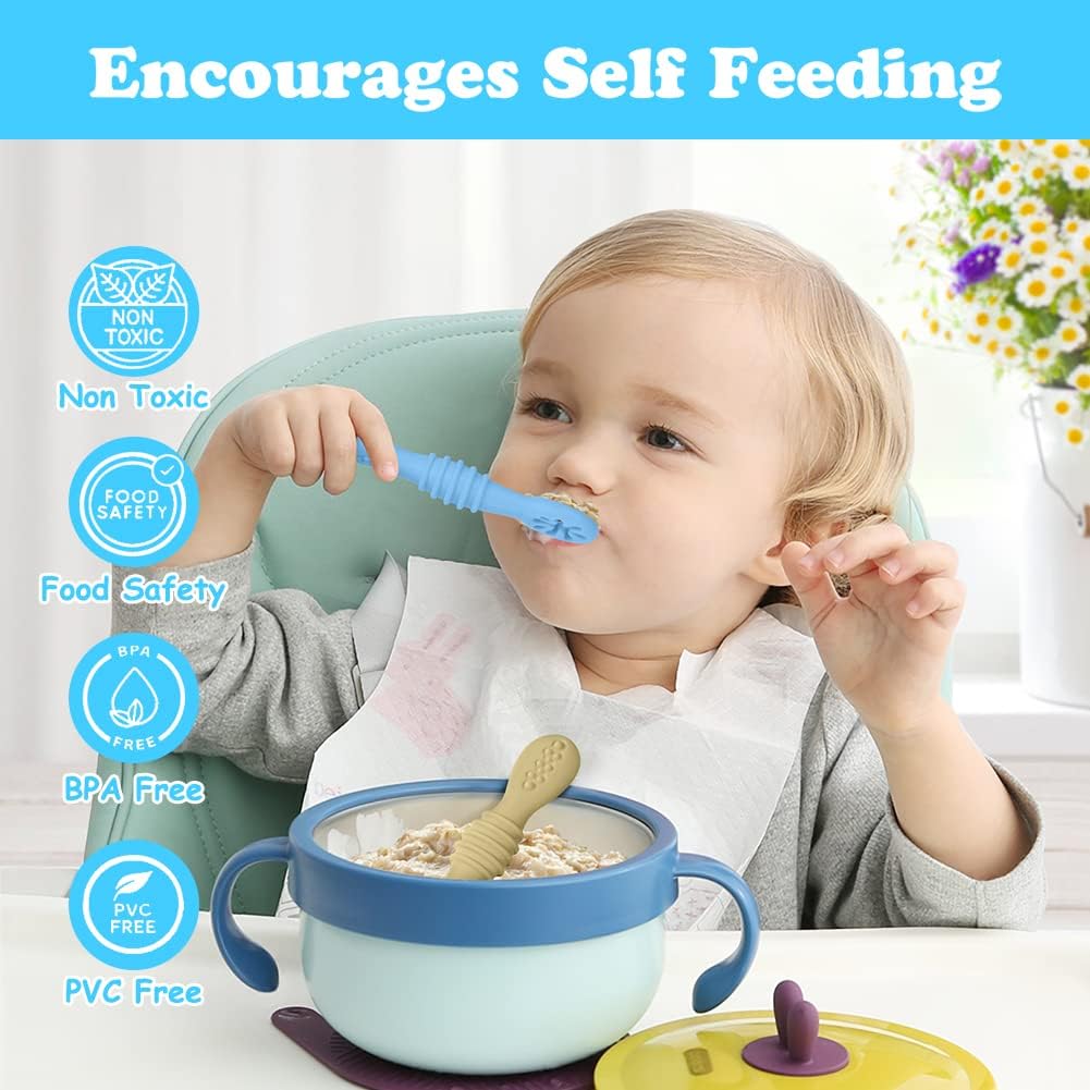 Thumbnail 4 de Vicloon 4-Piece Baby Fork and Spoon Silicone Set for Self-Feeding