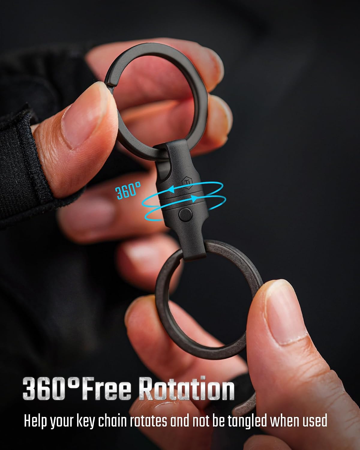 Detalle de KeyUnity Titanium key holder ring, 360° swivel