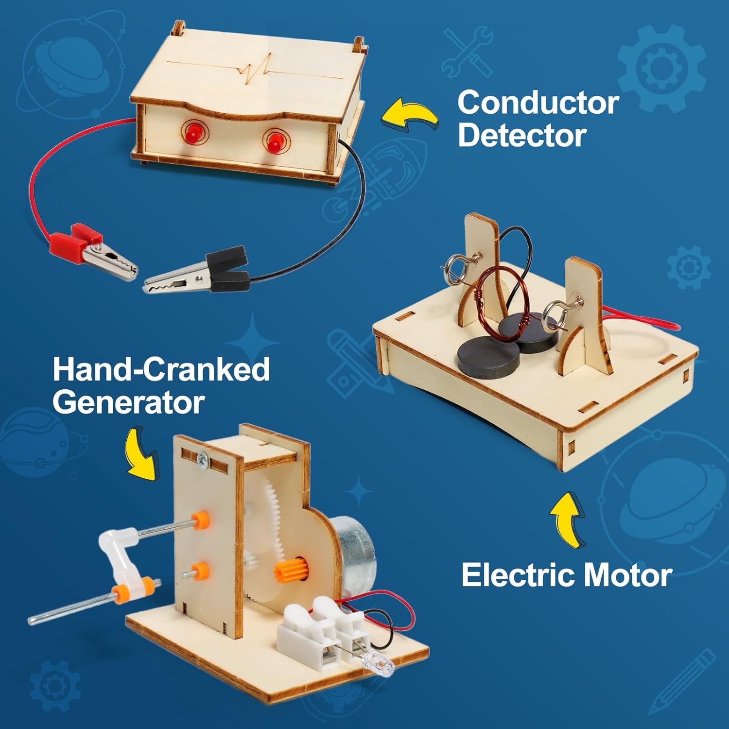 Detalle 2 de STEM Toys Age 8–14 Wooden Electronics Kit 6‑in‑1
