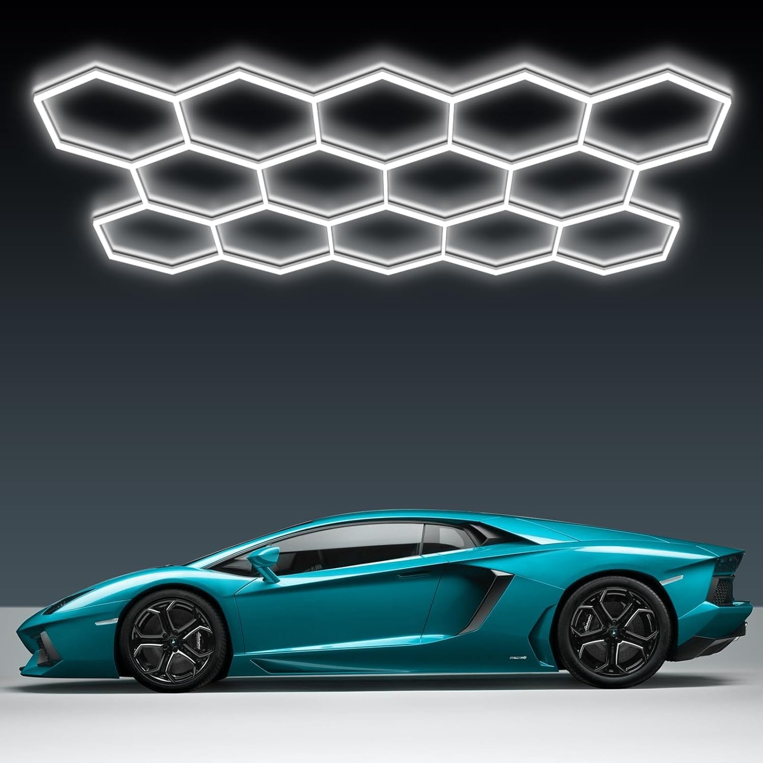 Thumbnail 2 de Hexagon LED Garage Lights, 456W, 6500K – Honeycomb Ceiling Light (14-HEX) for Garage, Workshop and More