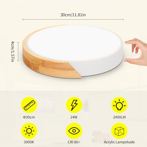Detalle 2 de Kambo Plafón LED Redondo de Madera 24W 3000K 2400LM 30 cm