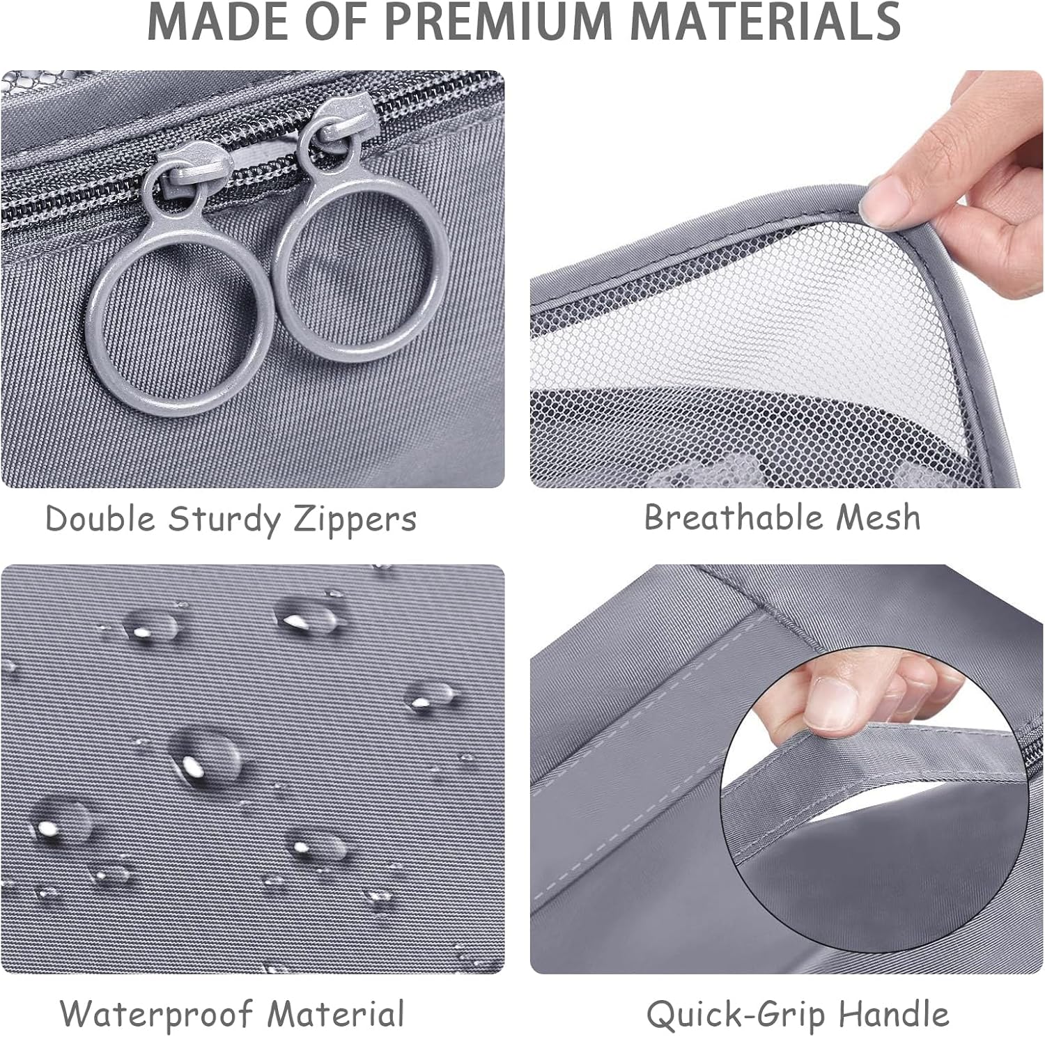 Detalle 2 de SINZUX 10-piece packing cubes set for suitcases (grey waterproof organisers)