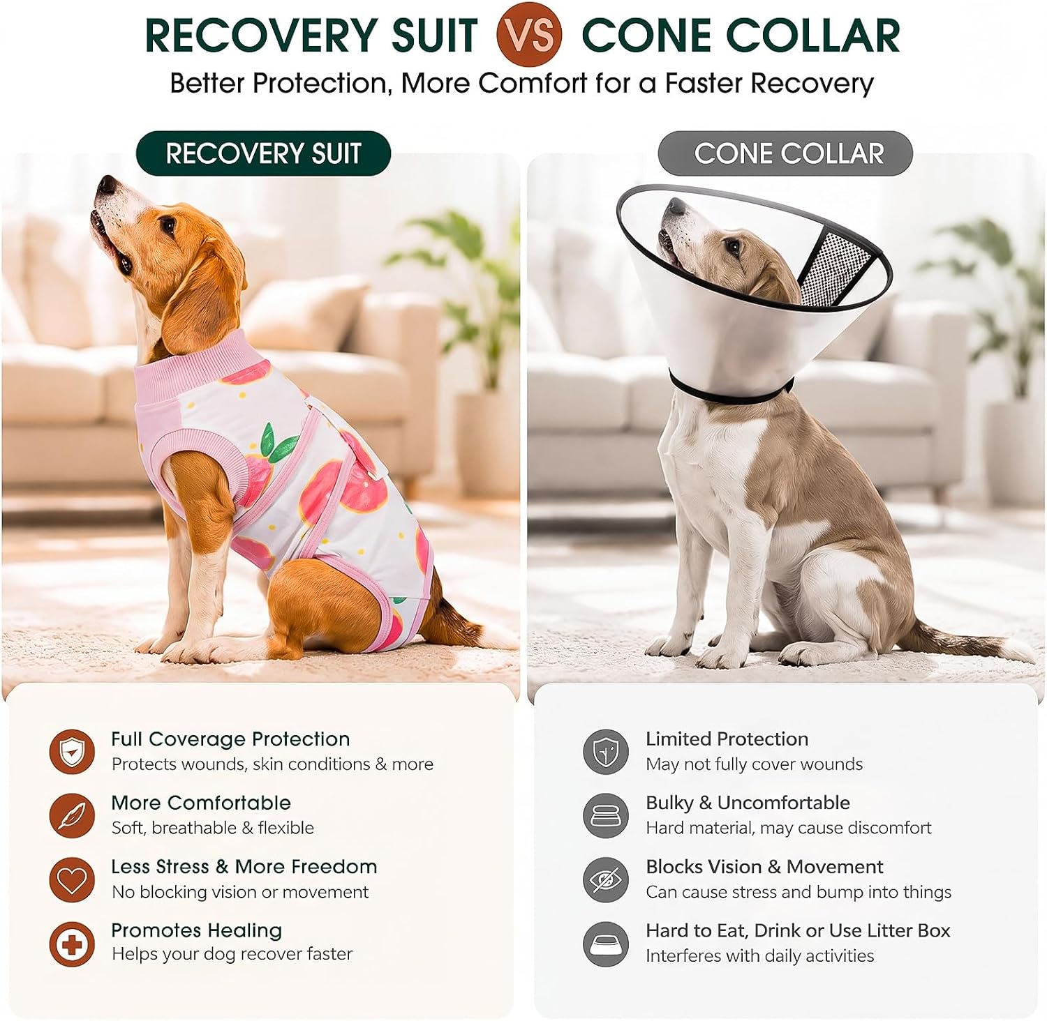 Detalle de Kuoser Recovery Suit for Dogs & Cats After Surgery (Cone Alternative) — Dog Abdominal Wounds Recovery Shirt