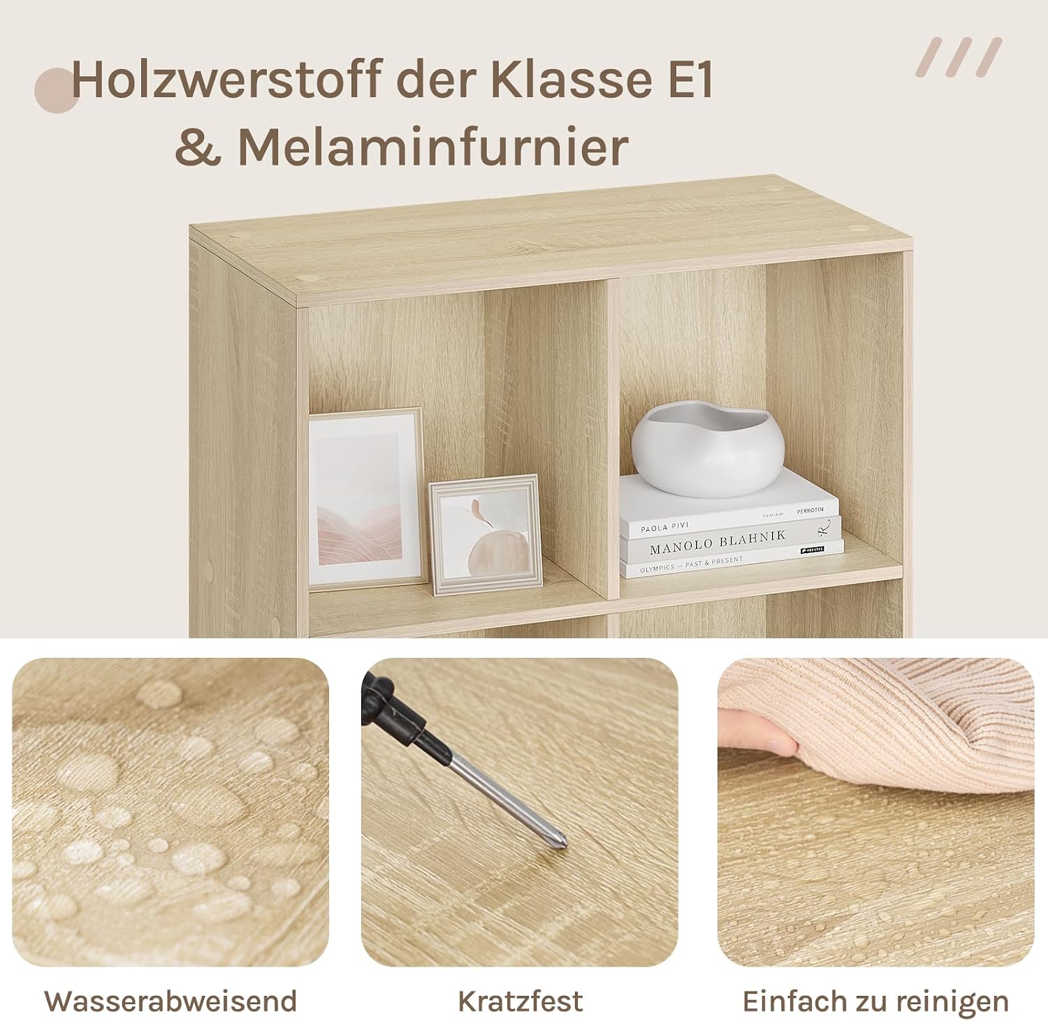 Detalle de WOLTU Bücherregal 8 Fächer Standregal „helle Eiche“ (60 x 121 x 29,5 cm) SK002hei4