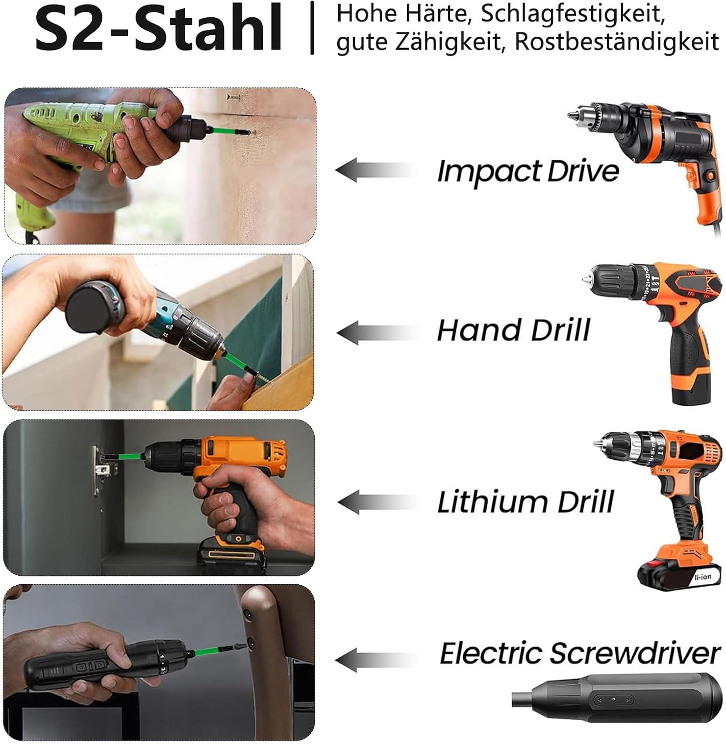 Detalle de HAFRILY Torx Bit Set 50 mm mit 1/4" Sechskantschaft – S2-Stahl, magnetisch