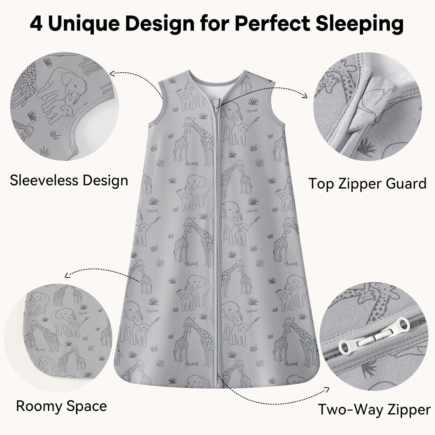 Thumbnail 2 de Unnivoll Baby Sleeping Bag 1.0 Tog (6–12 Months) – 100% Cotton Sleep Sack with 2-Way Zipper