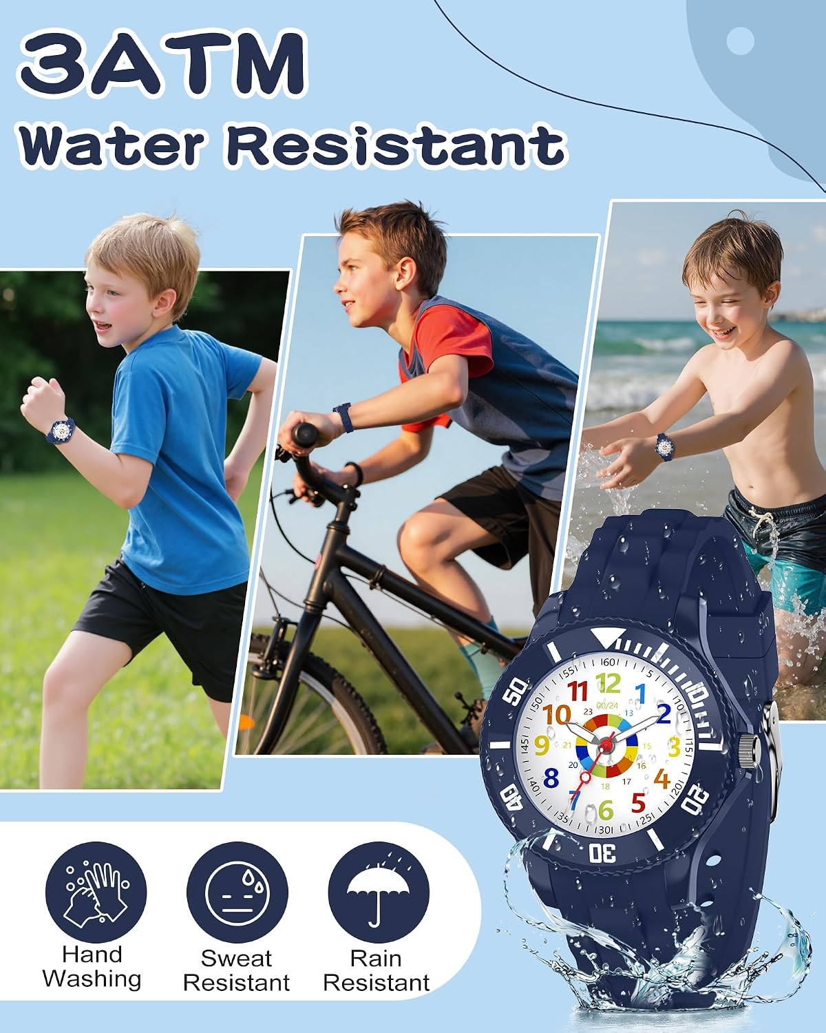 Detalle de Ayybboo Analog-Kinderuhr für Jungen und Mädchen 4–12 Jahre
