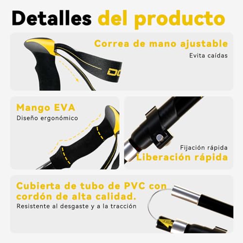 Detalle de DOBESTS Bastones de Senderismo Plegables 110-130 cm – Set Completo de Aluminio 7075