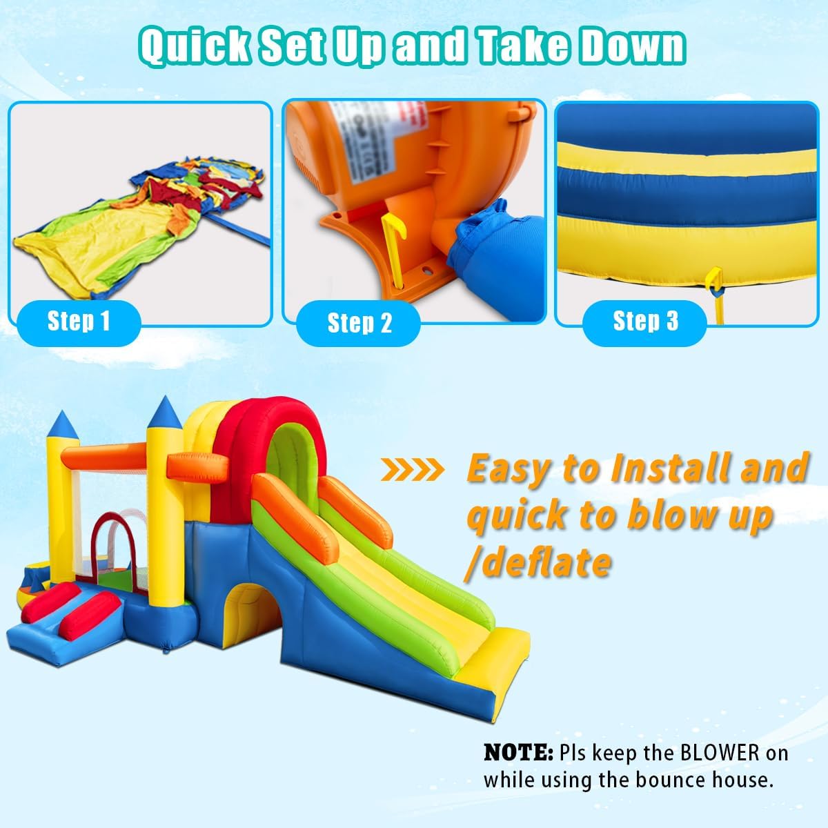 Detalle de Baralir Inflatable Bouncy Castle 8 in 1: Large Outdoor/Indoor Kids’ Play Centre with 2 Slides