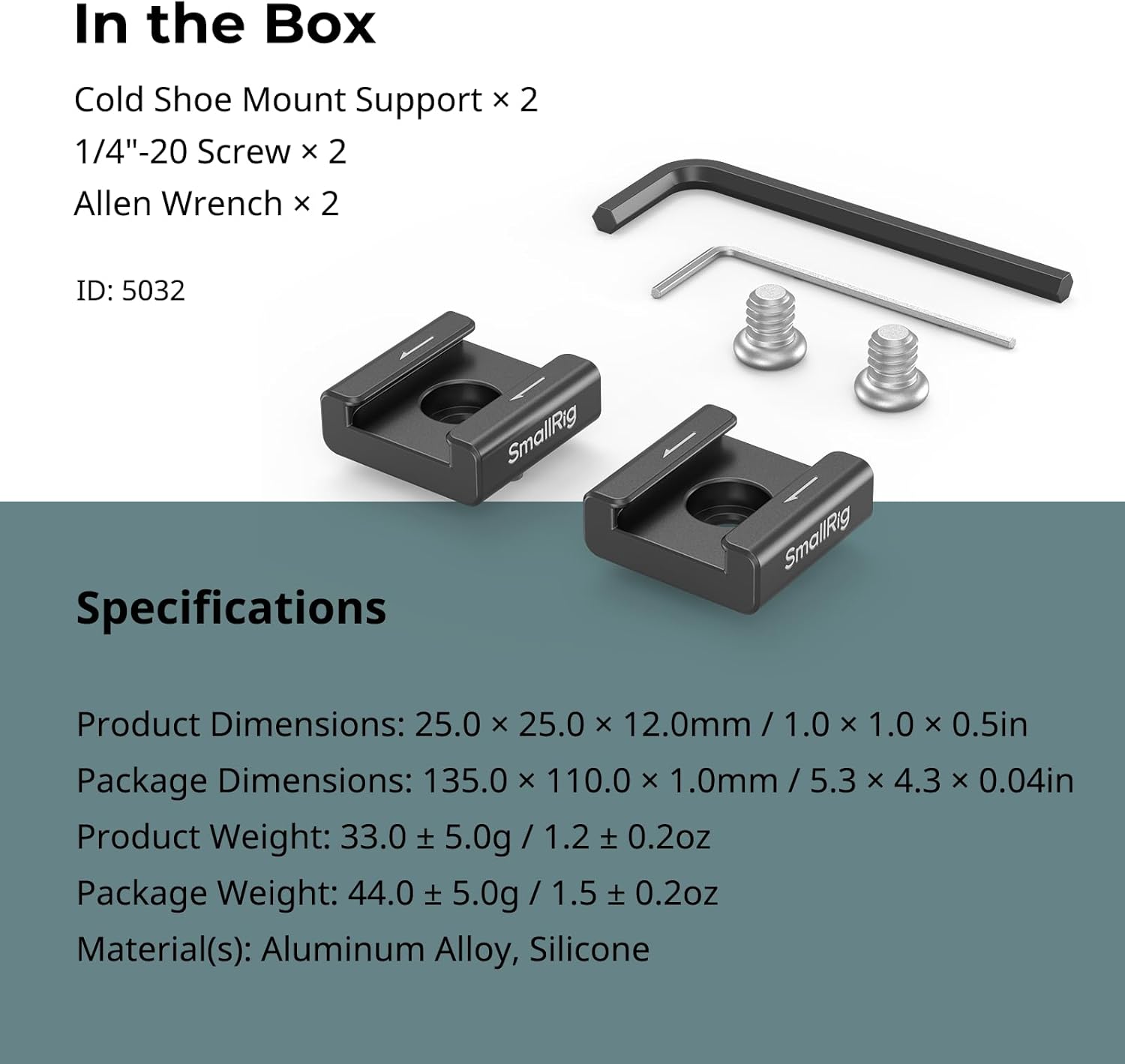 Thumbnail 6 de SmallRig Adattatore di Montaggio per Cold Shoe Anti-Torsione (2 pezzi) 1/4"-20 – Compatibile con Gabbie 5032
