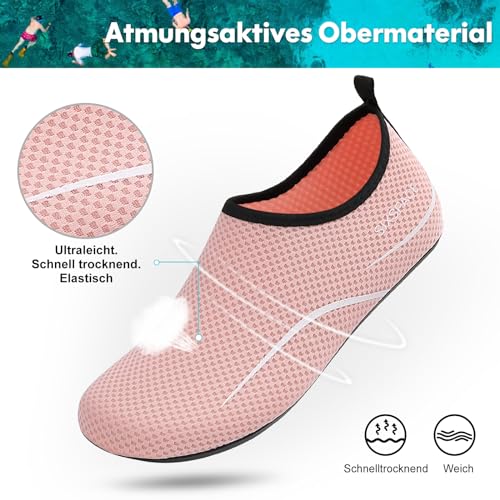 Detalle de Sixspace Damen Badeschuhe Pink 40 EU – Wasserschuhe für Strand, Pool und Wassersport