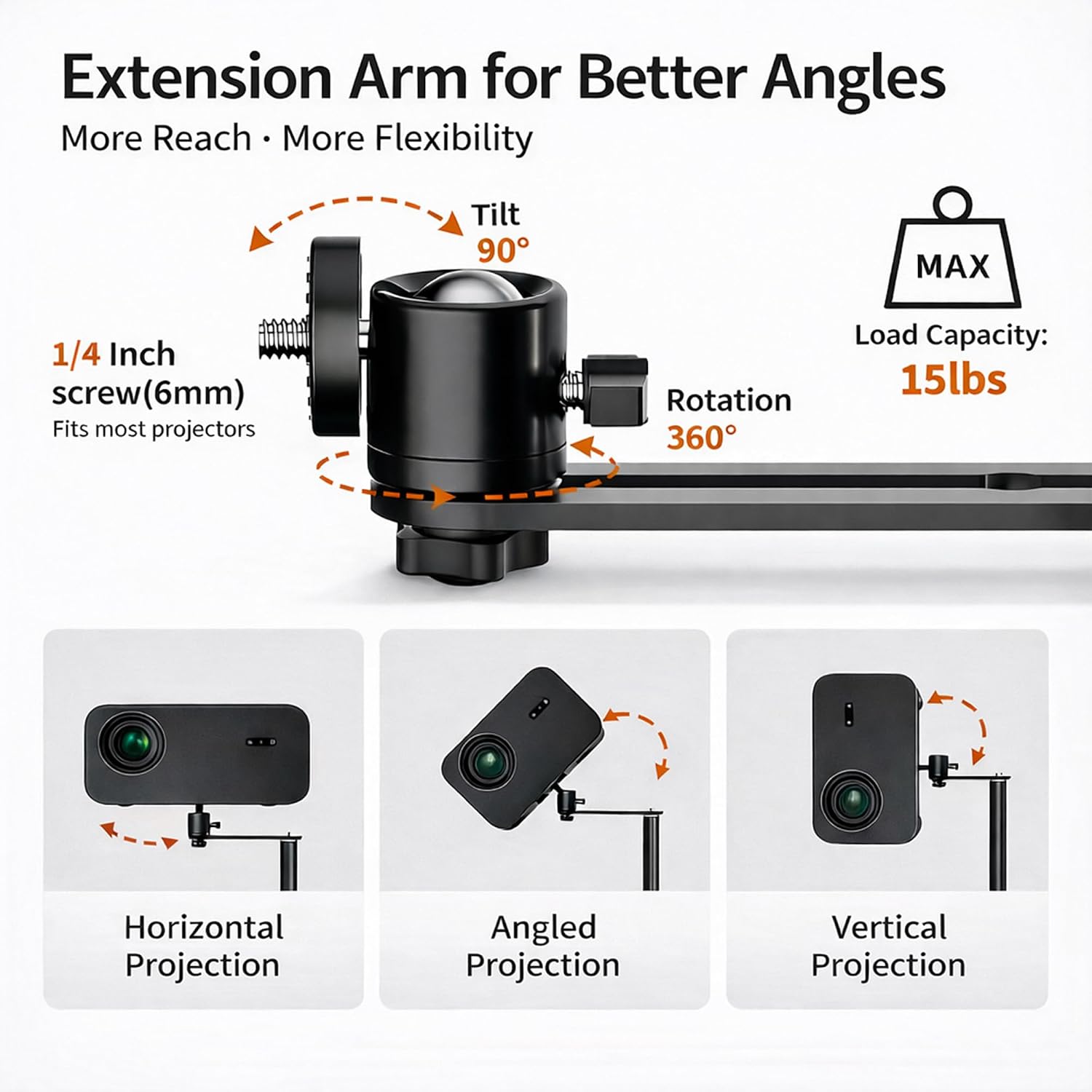 Thumbnail 5 de MODEGAO Stable Projector Floor Stand with Extension Arm & Patented Base