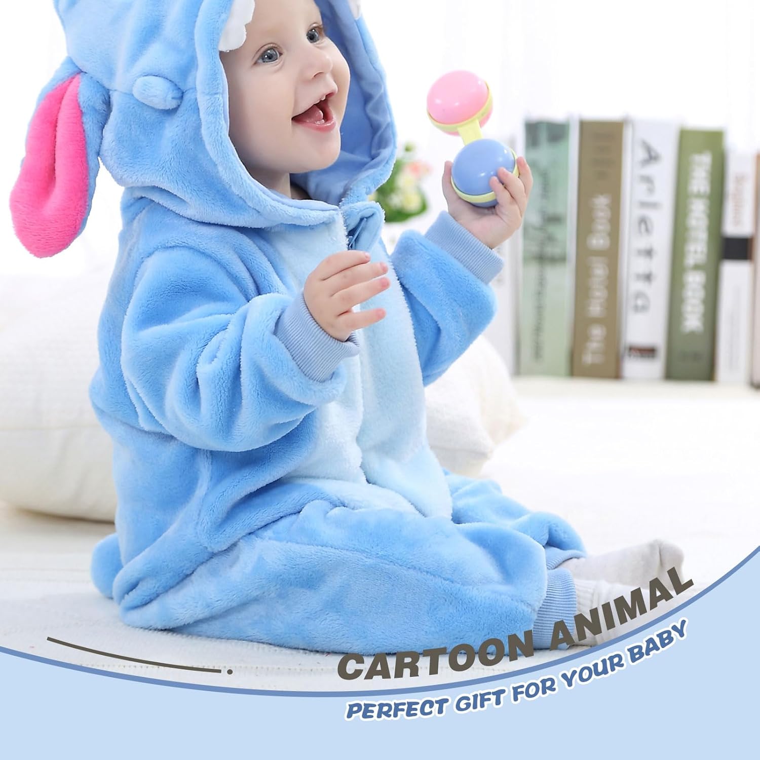 Thumbnail 1 de Baby Boys & Girls Hooded Flannel Dinosaur & Husky Romper (0–36 Months) with Zip