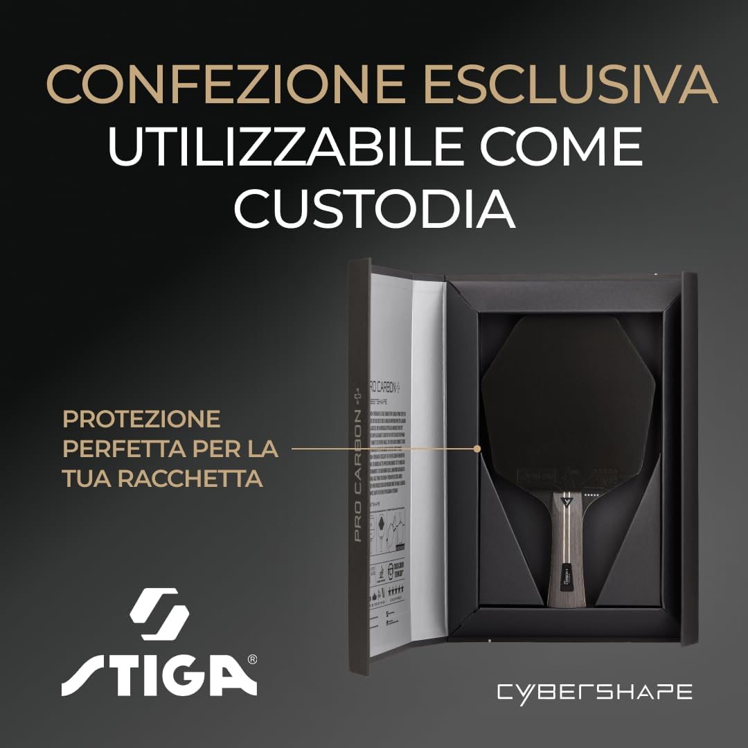 Detalle de STIGA Cybershape Pro Carbon+ racchetta da tennis tavolo a stile offensivo (ITTF) con forma esagonale