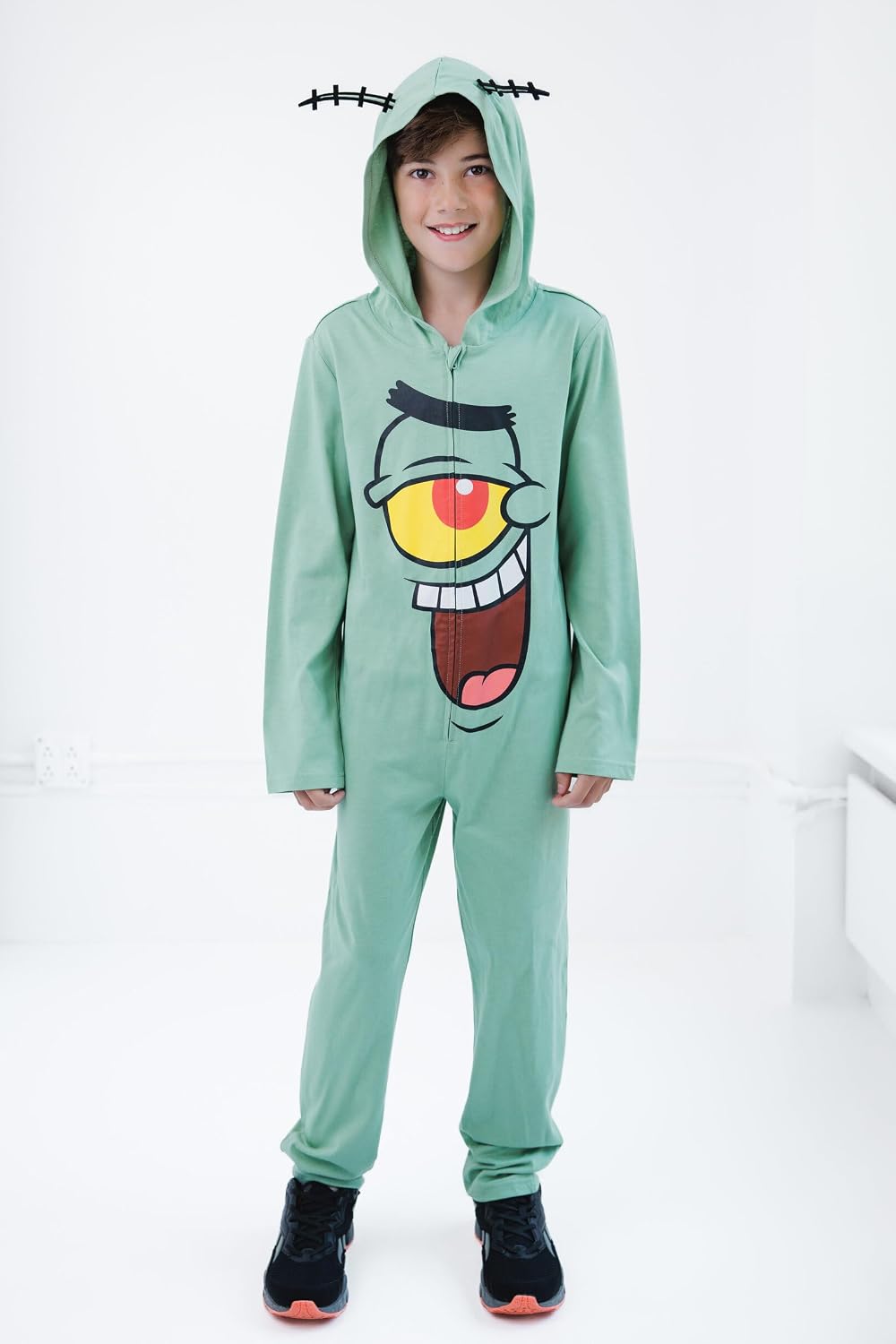 Detalle 2 de Nickelodeon SpongeBob SquarePants Zip-Up Cosplay Coverall, Hooded and Long Sleeve