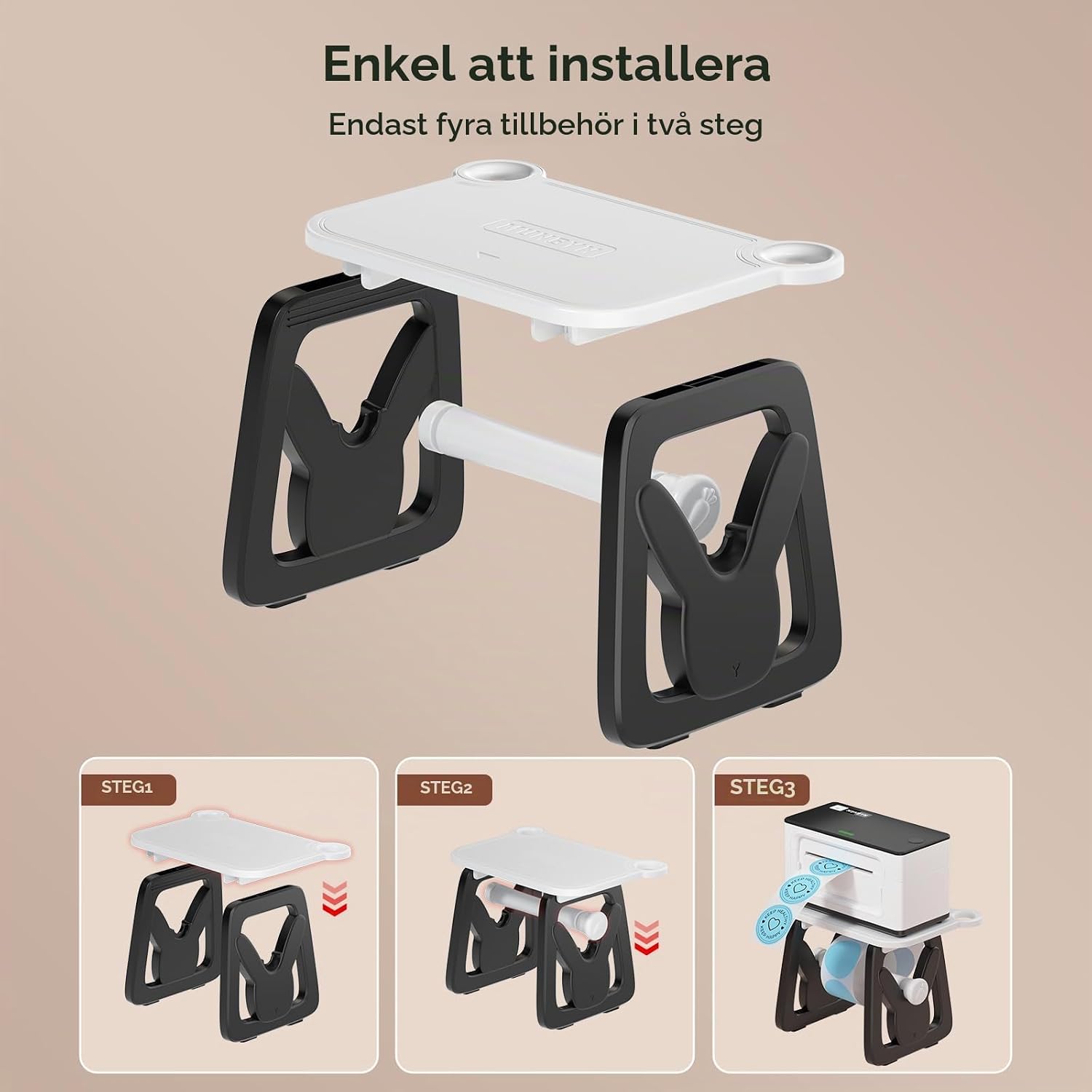 Detalle 2 de MUNBYN ILH02-BK etiketthållare för 4 × 6-etiketter med kabelgenomföring