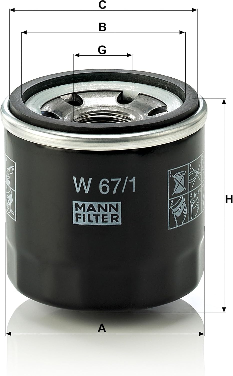 Detalle de MANN-FILTER W 67/1 filtre Ă huile đź›