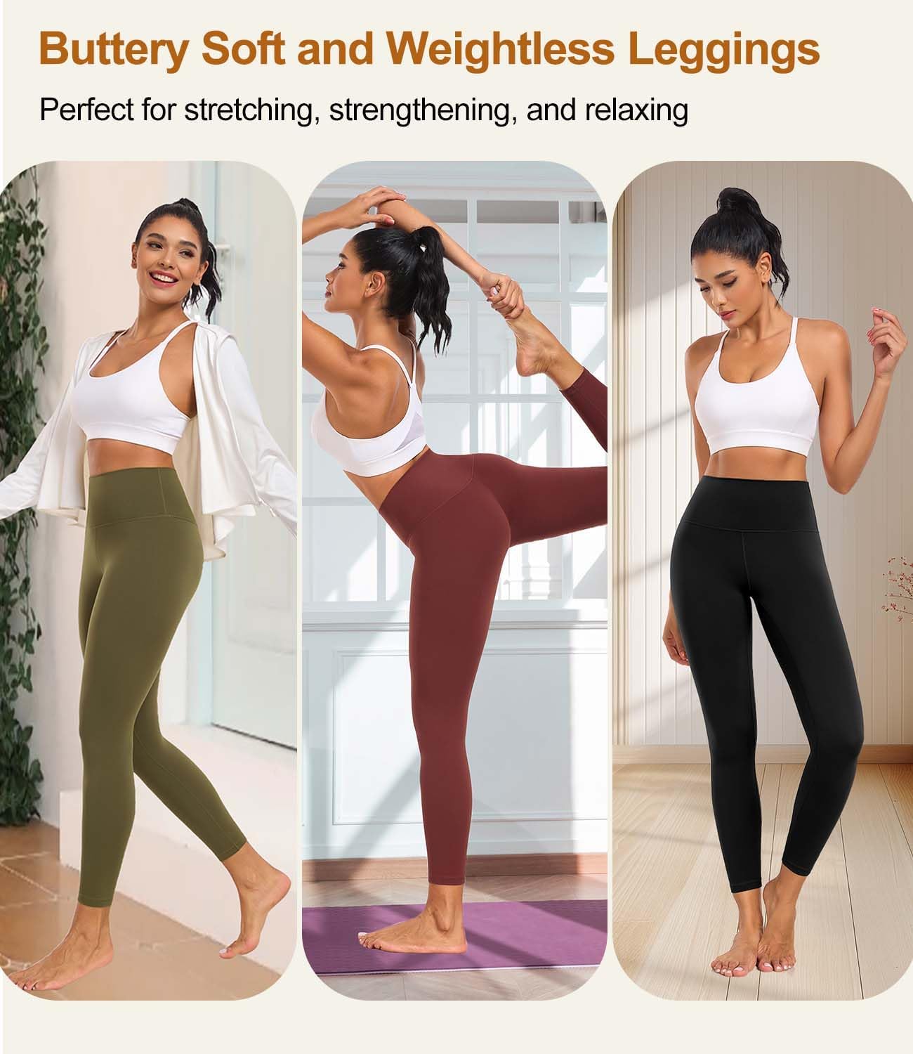 Detalle de wirarpa US-4661 Women's High-Waisted Yoga Leggings, 25", Buttery-Soft