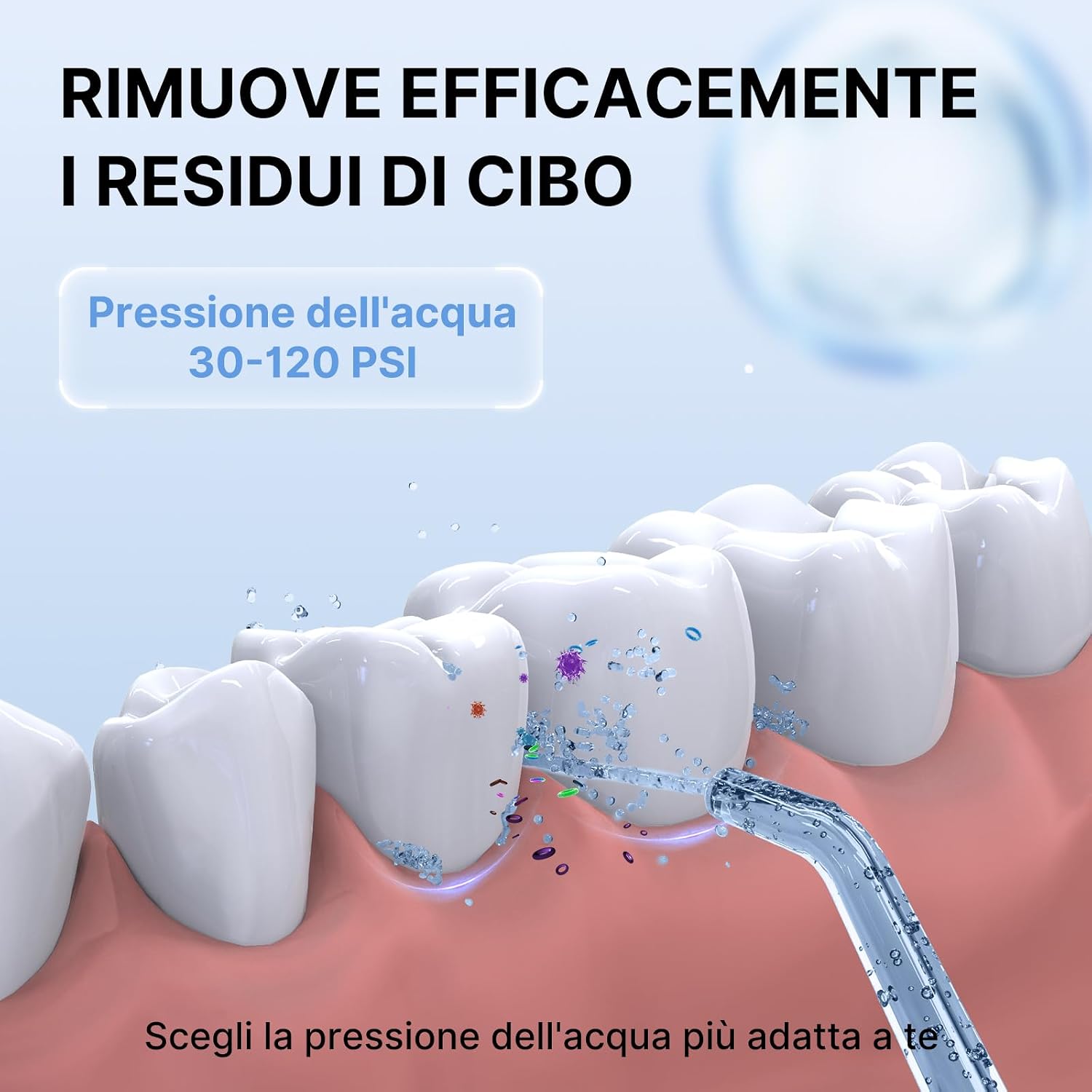 Detalle 2 de TUREWELL Idropulsore dentale portatile 310 ml con 5 modalità